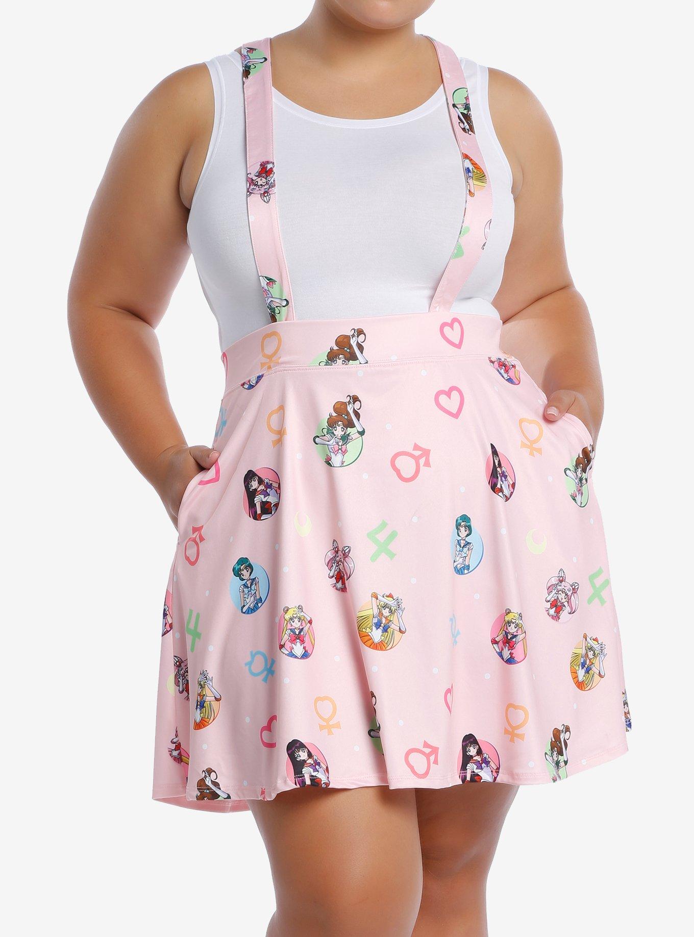 Sailor Moon Symbols Suspender Skirt Plus Size, LIGHT PINK, hi-res