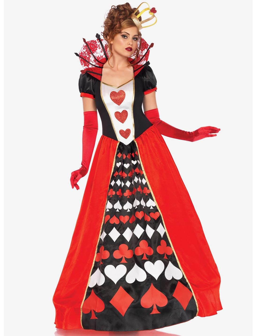 Deluxe Queen of Hearts Costume, RED  BLACK, hi-res