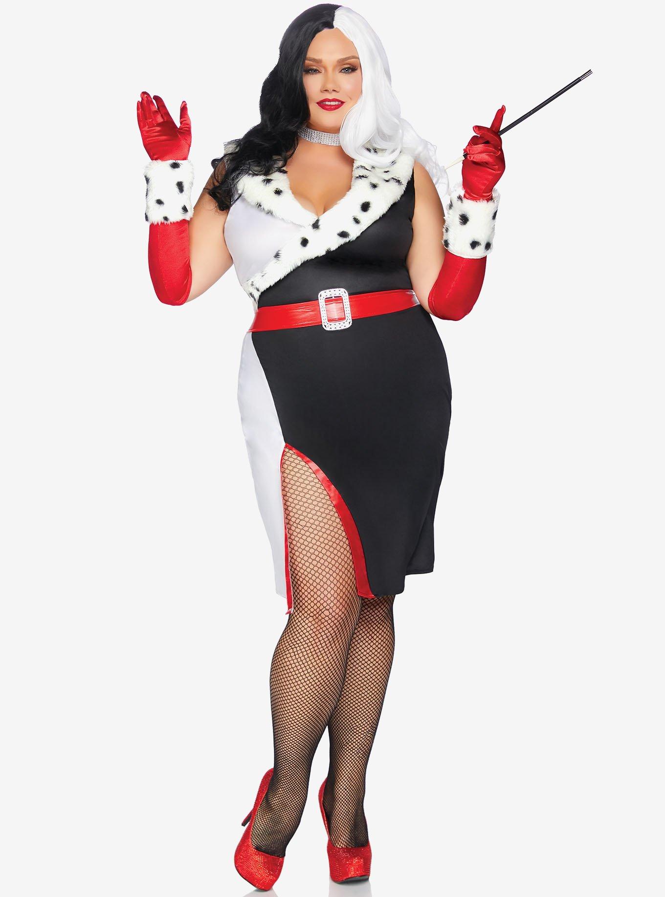 Devilish Diva Costume Plus Size, BLACK  WHITE, hi-res