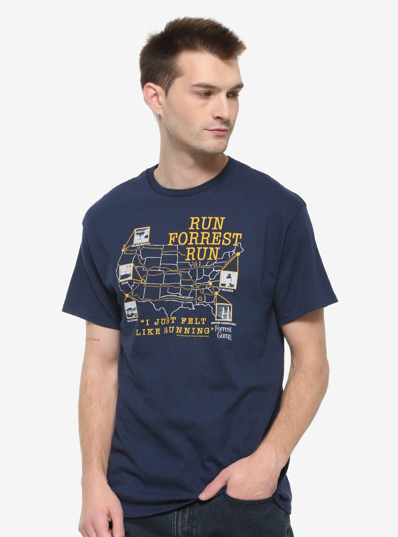 Forrest Gump Run Forrest Run Map T-Shirt, BLUE, hi-res