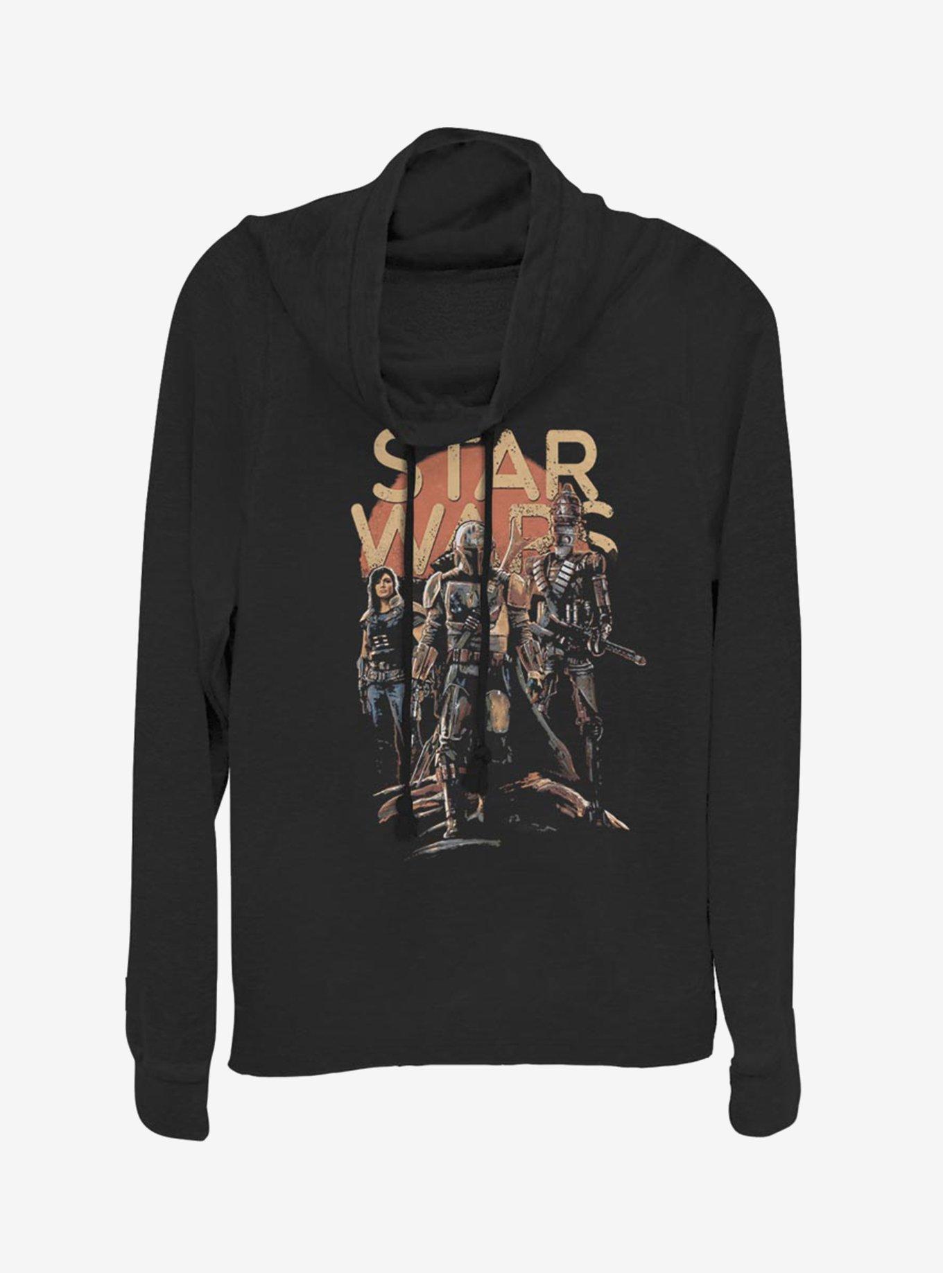 Star Wars The Mandalorian A Few Credits More Cowlneck Long-Sleeve Womens Top, BLACK, hi-res