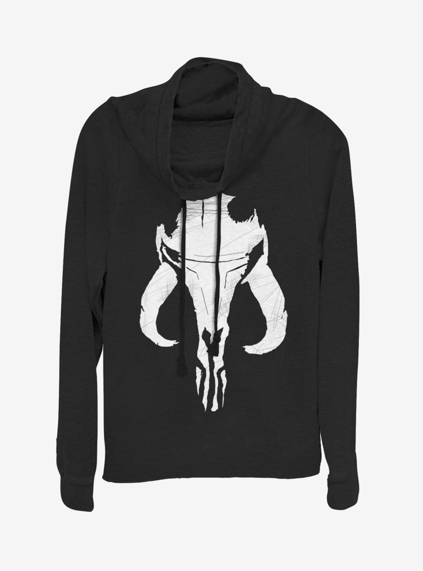 Star Wars The Mandalorian Bounty Hunter Mandalorian Mixed Symbol Cowlneck Long-Sleeve Womens Top, , hi-res