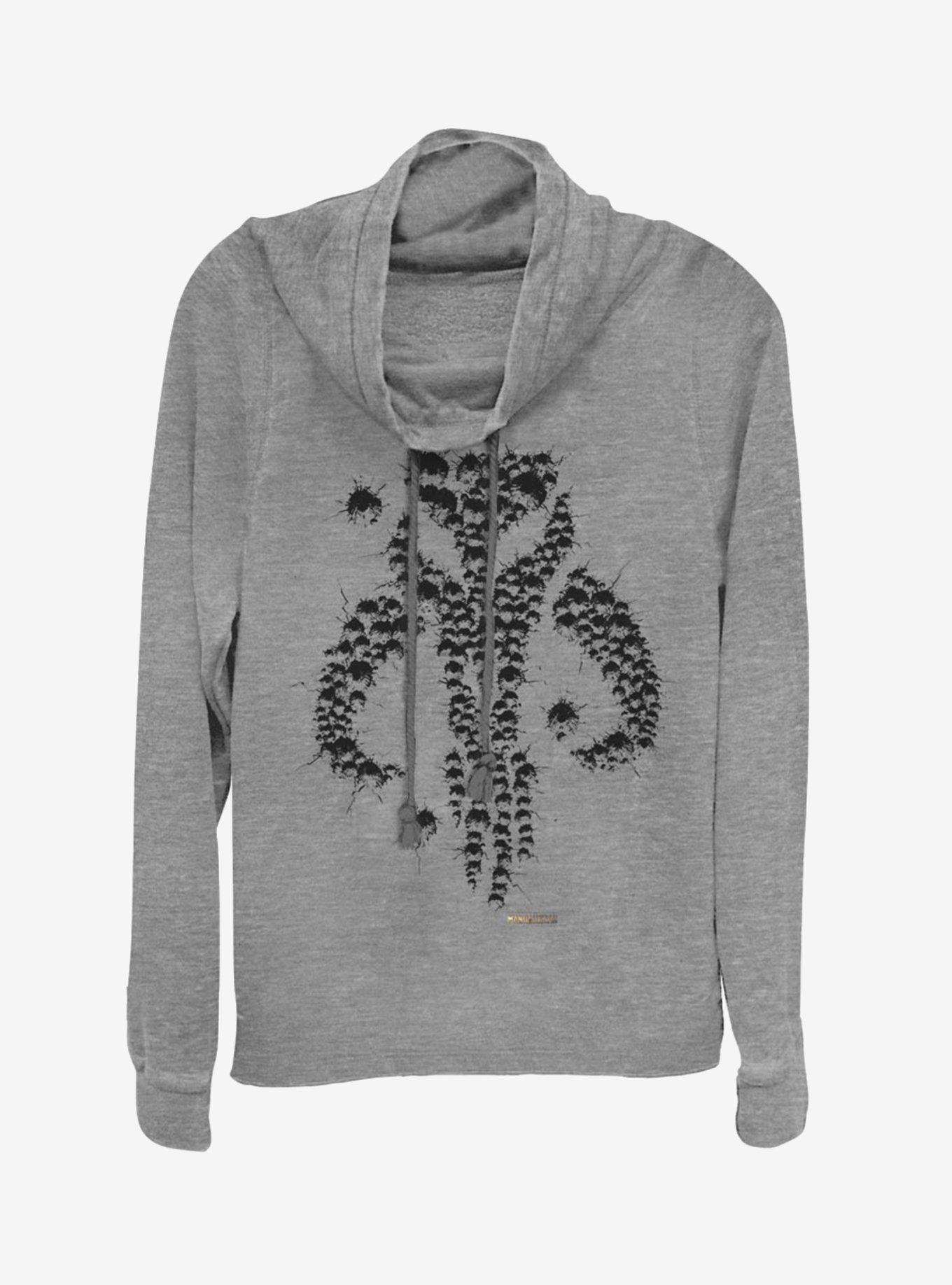 Star Wars The Mandalorian Bullet Holes Cowlneck Long-Sleeve Womens Top, GRAY HTR, hi-res