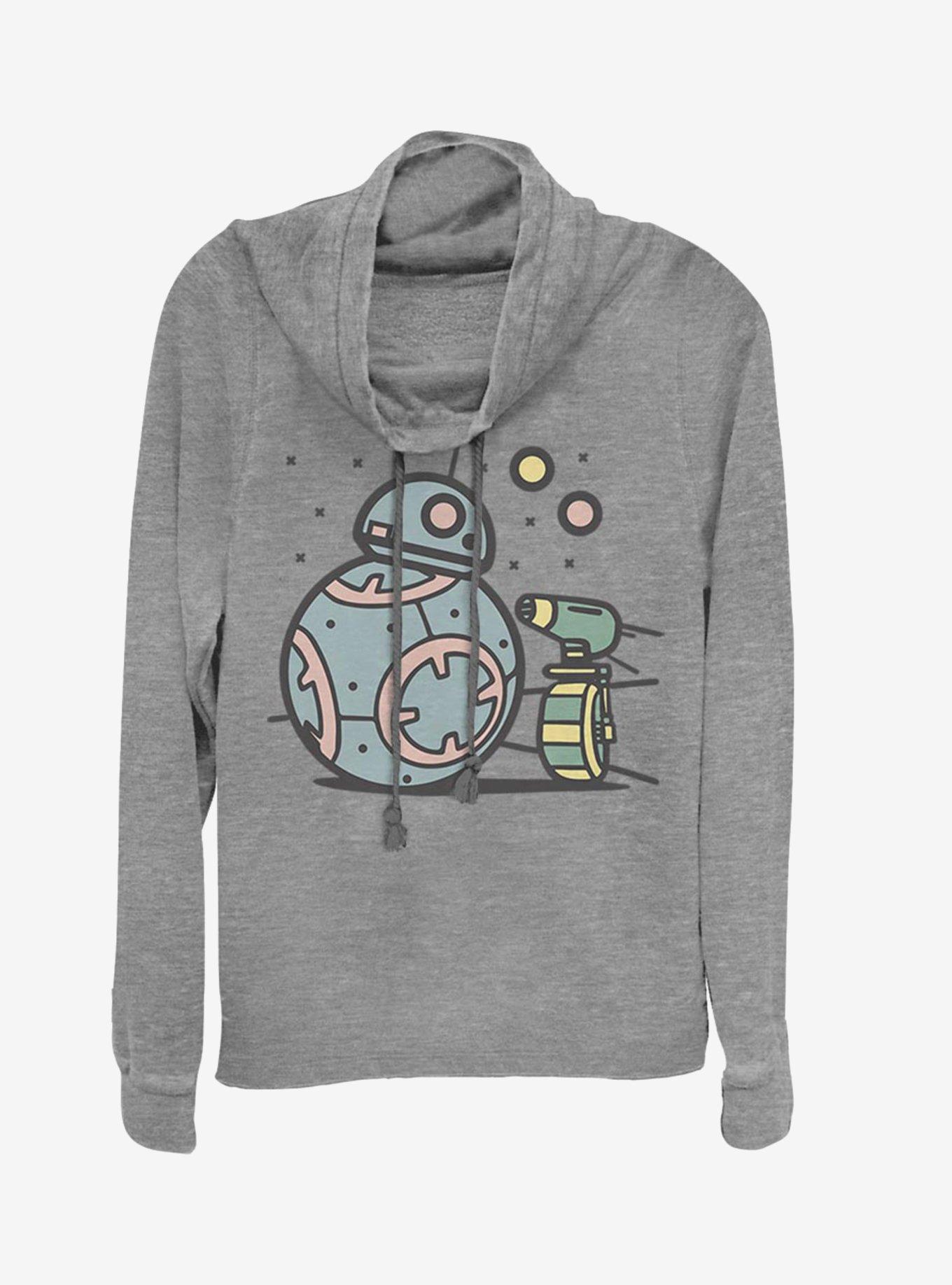 Star Wars Episode IX The Rise Of Skywalker Droid Team Cowlneck Long-Sleeve Womens Top, GRAY HTR, hi-res