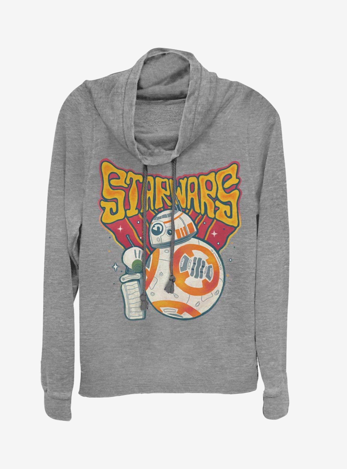 Star Wars Episode IX The Rise Of Skywalker Wobbly Cowlneck Long-Sleeve Womens Top, GRAY HTR, hi-res