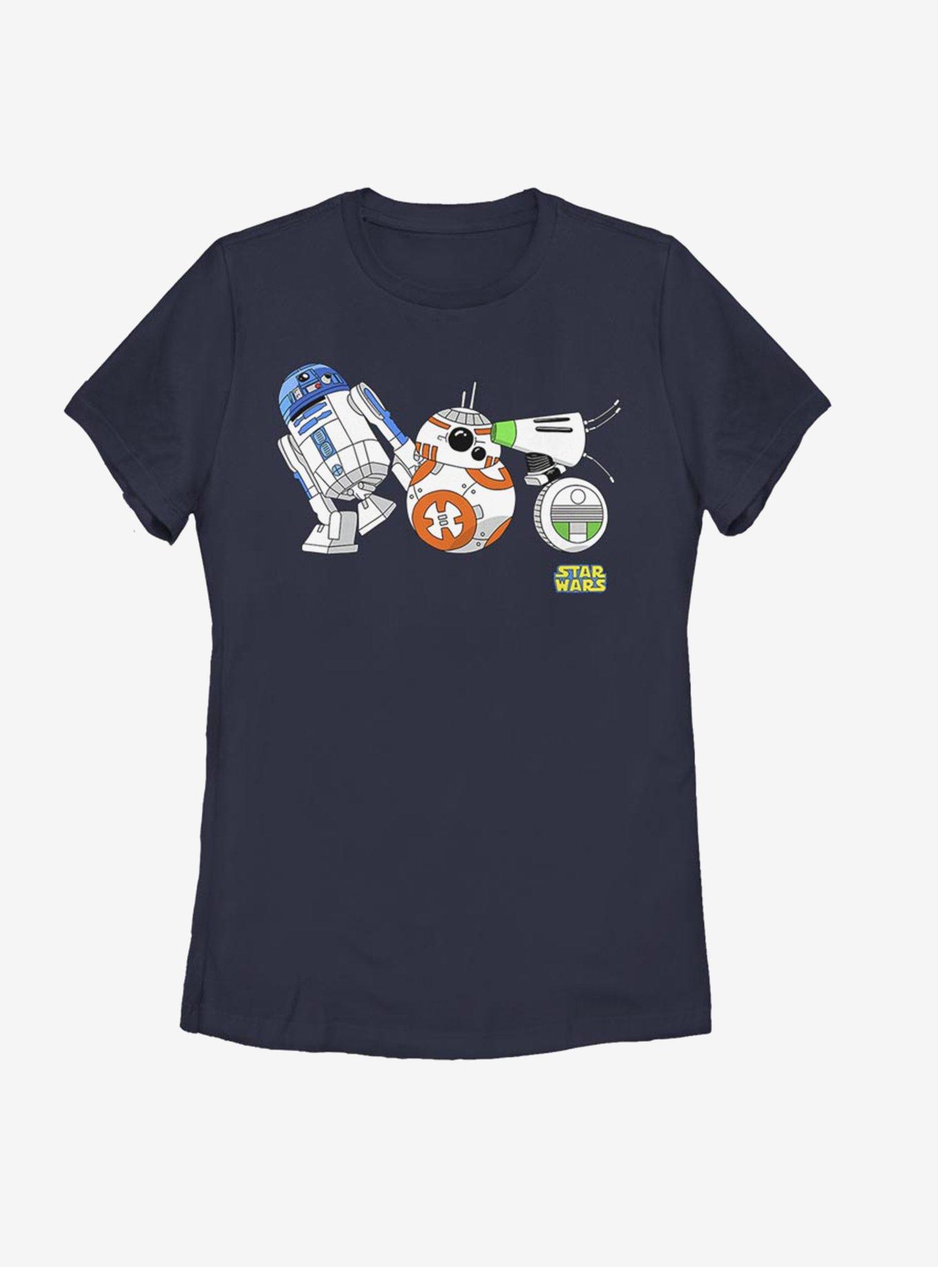 Star Wars Episode IX The Rise Of Skywalker Cartoon Droid Lineup Womens T-Shirt, , hi-res