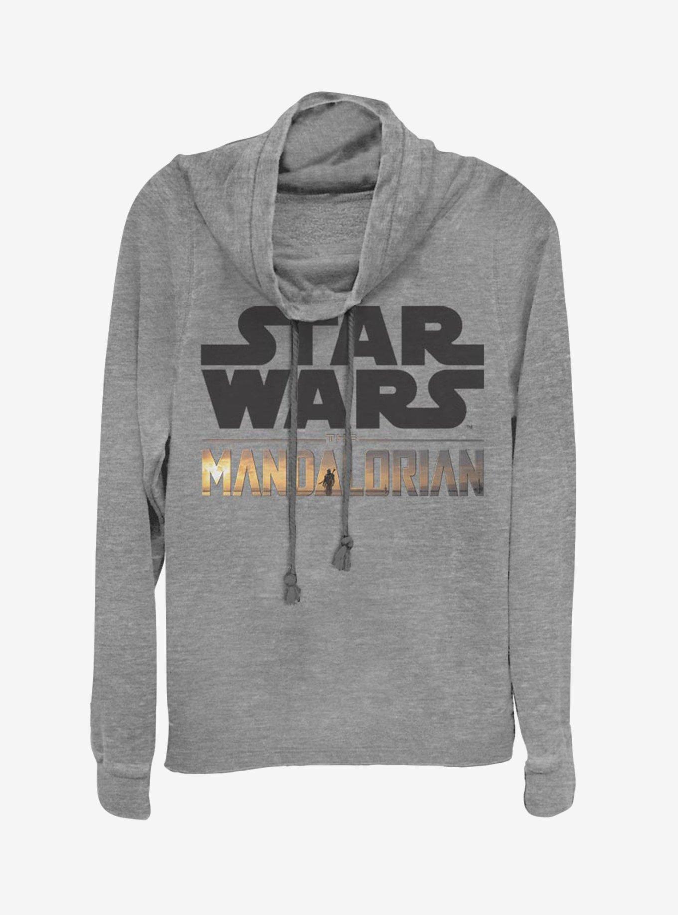 Star Wars The Mandalorian Stacked Logo Cowlneck Long-Sleeve Womens Top, , hi-res