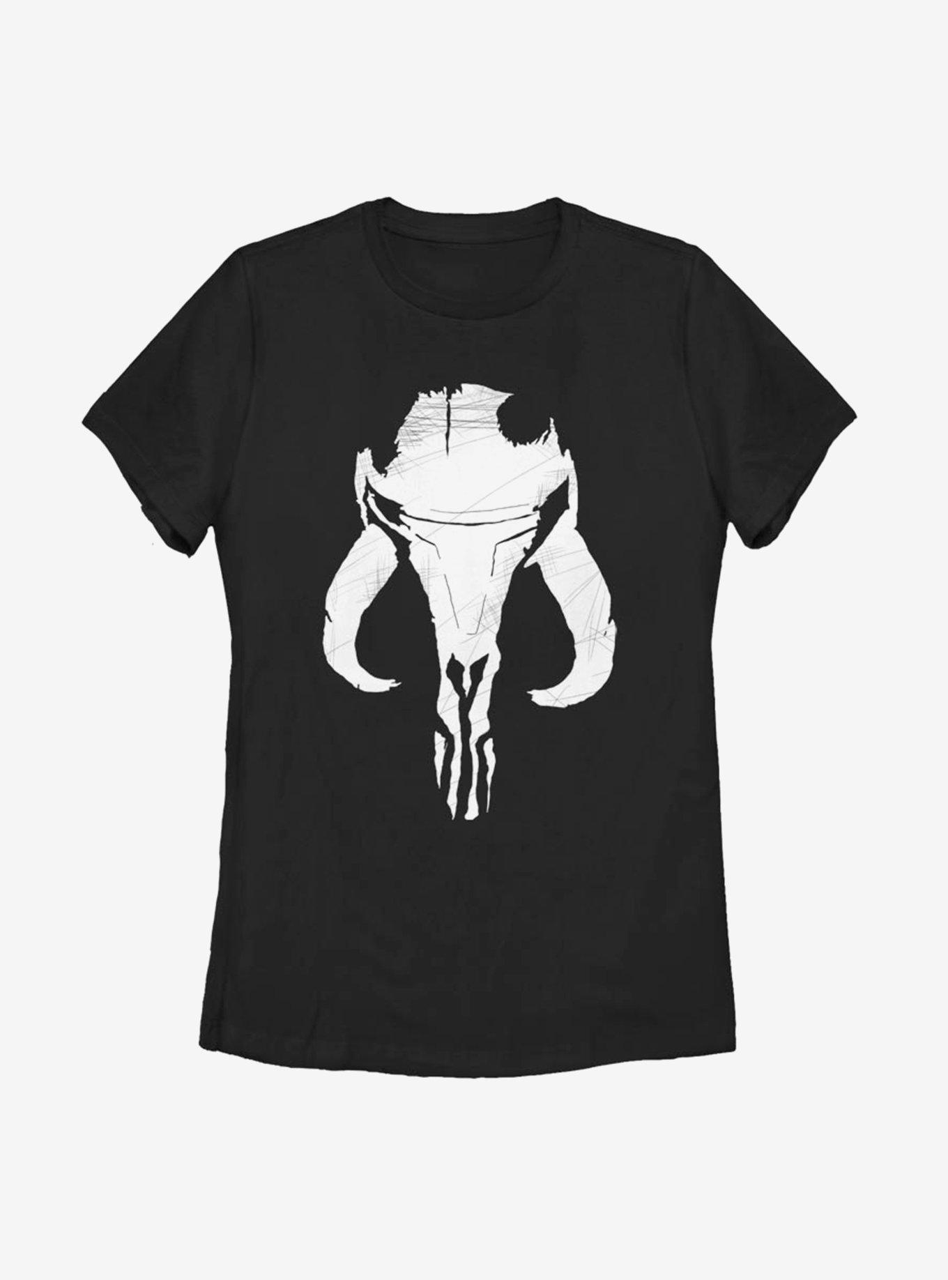 Star Wars The Mandalorian Bounty Hunter Mandalorian Mixed Symbol Womens T-Shirt, BLACK, hi-res