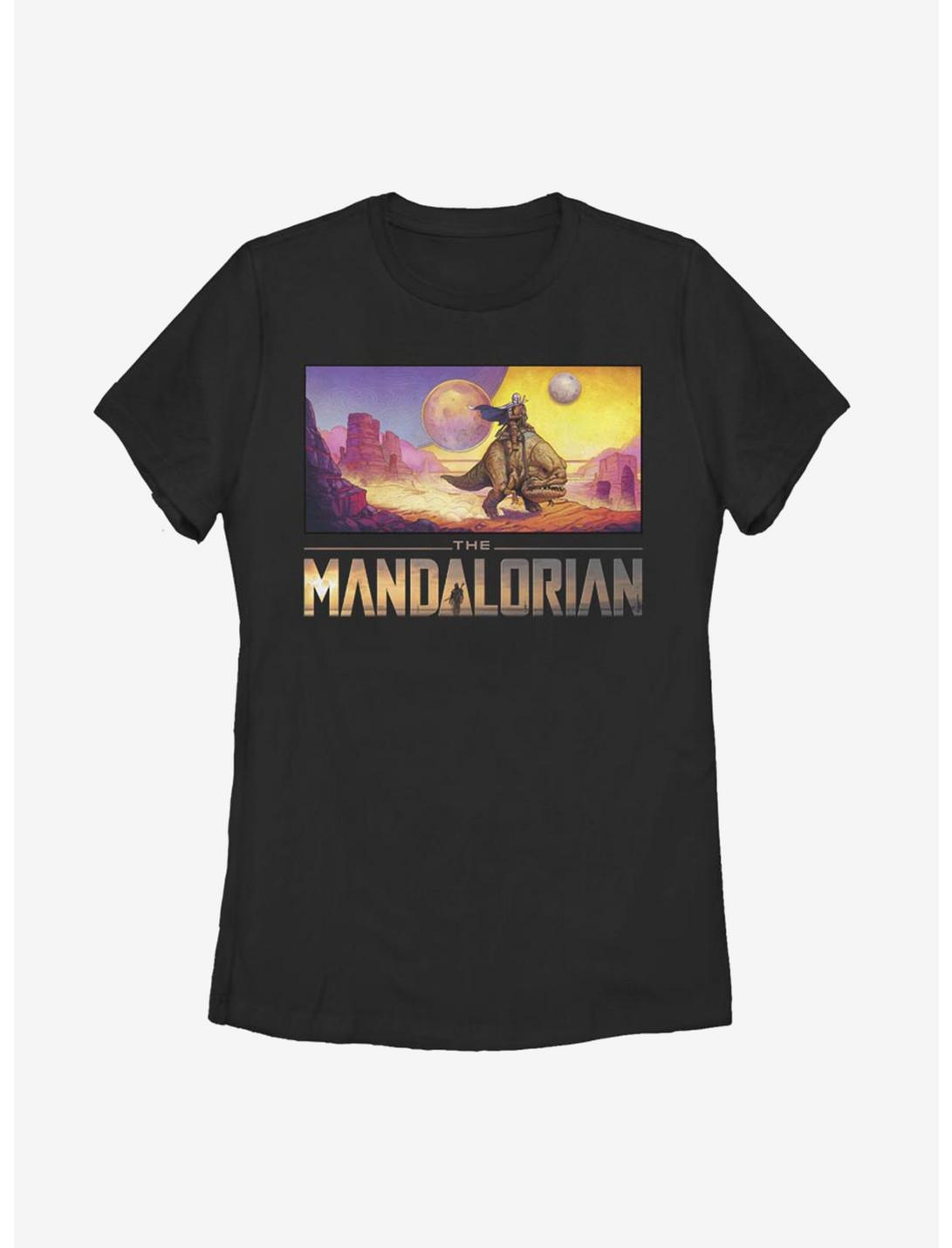 Star Wars The Mandalorian Colorful Mandalorian Landscape Womens T-Shirt, BLACK, hi-res