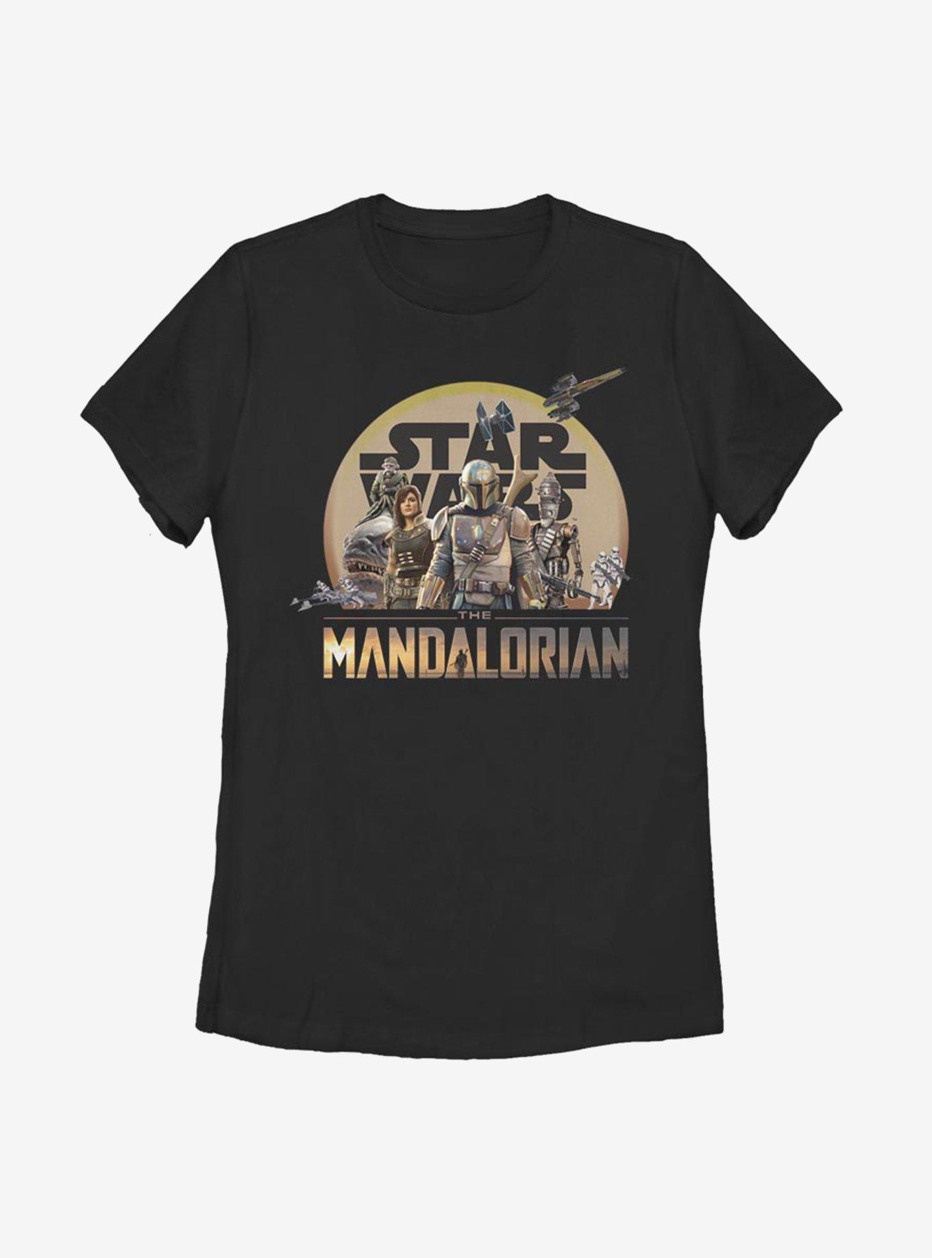 Star Wars The Mandalorian Charcter Action Pose Womens T-Shirt, BLACK, hi-res