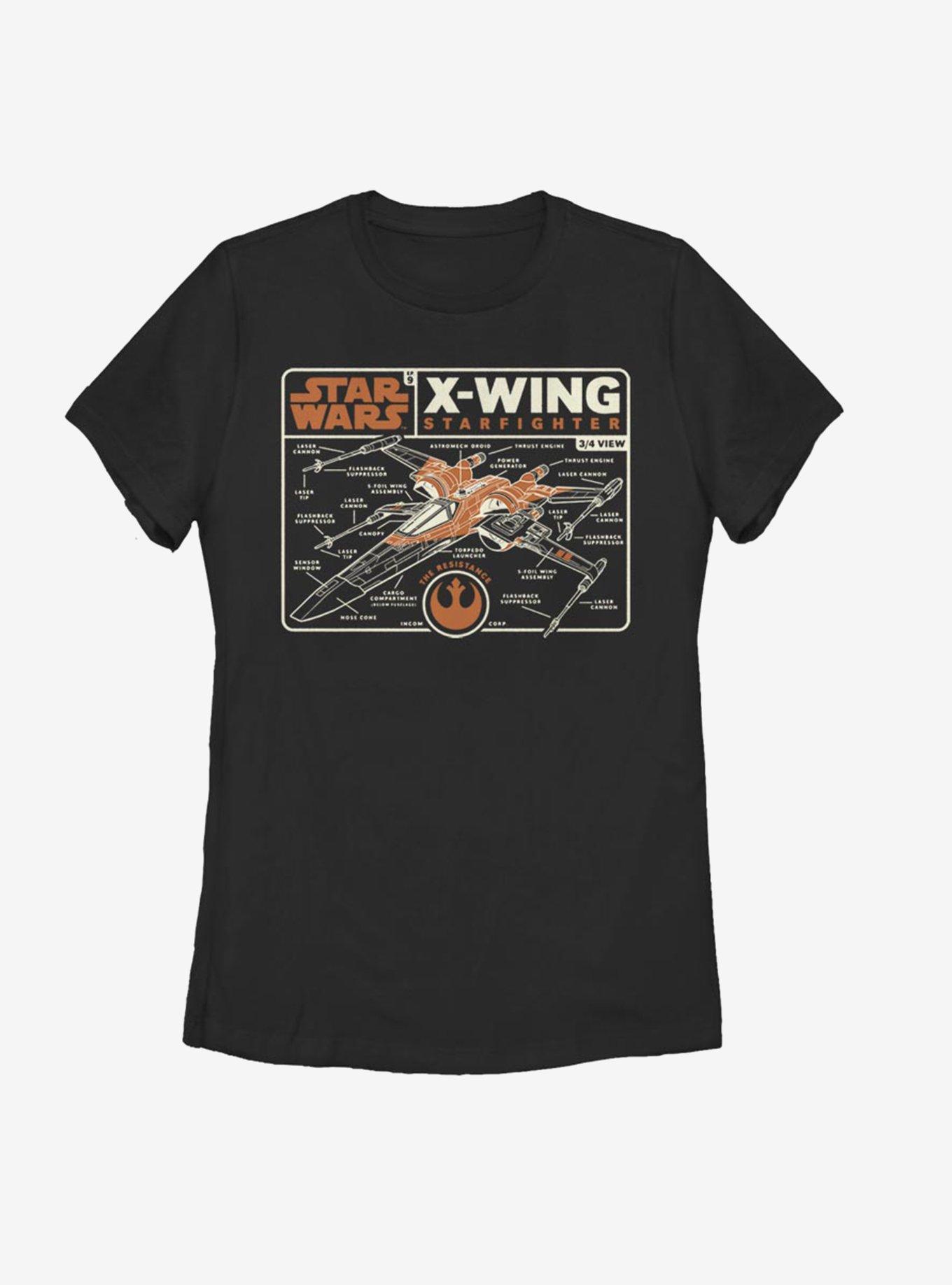 Star Wars Episode IX The Rise Of Skywalker Starfigher Schematic Womens T-Shirt, BLACK, hi-res