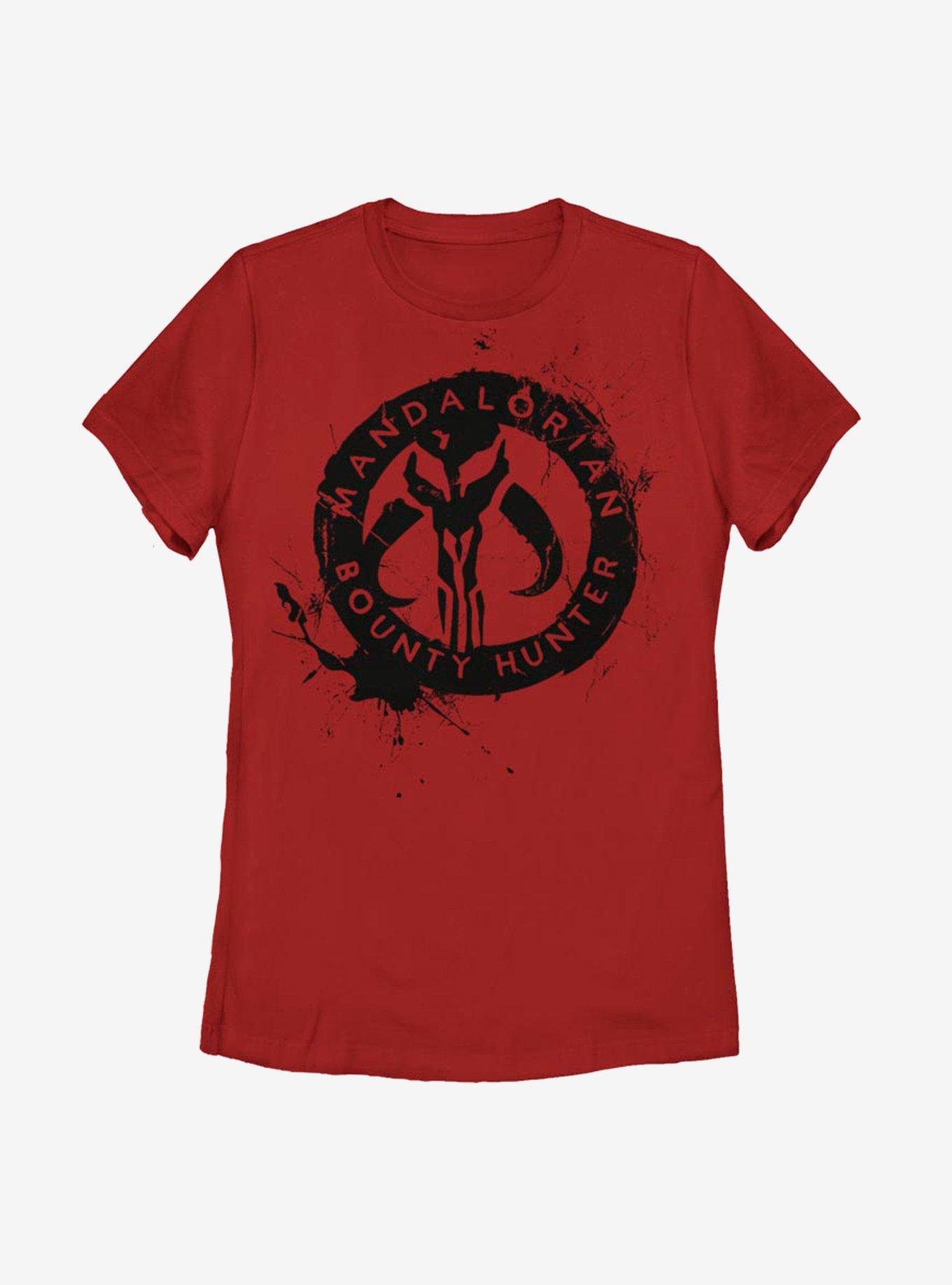 Star Wars The Mandalorian Painted Skull Womens T-Shirt, RED, hi-res