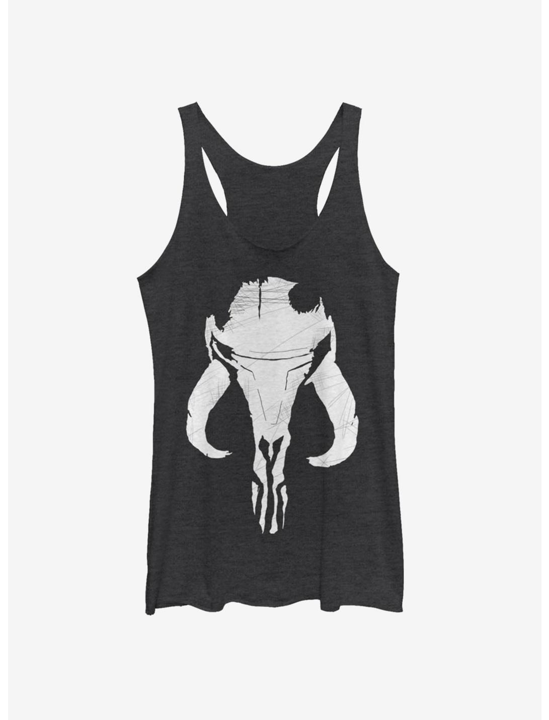 Star Wars The Mandalorian Bounty Hunter Mandalorian Mixed Symbol Womens Tank Top, BLK HTR, hi-res