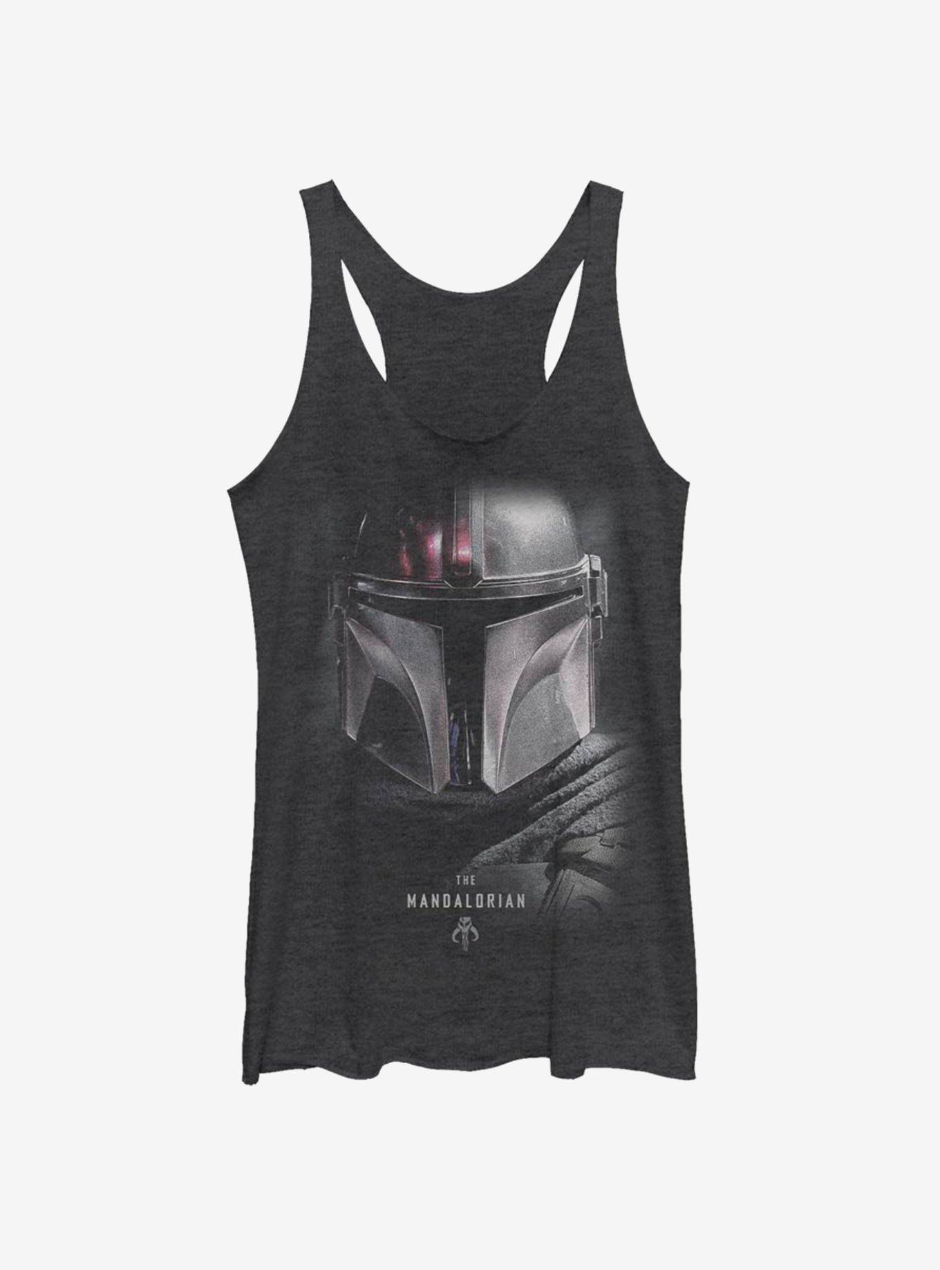 Star Wars The Mandalorian Hero Shot Womens Tank Top, BLK HTR, hi-res