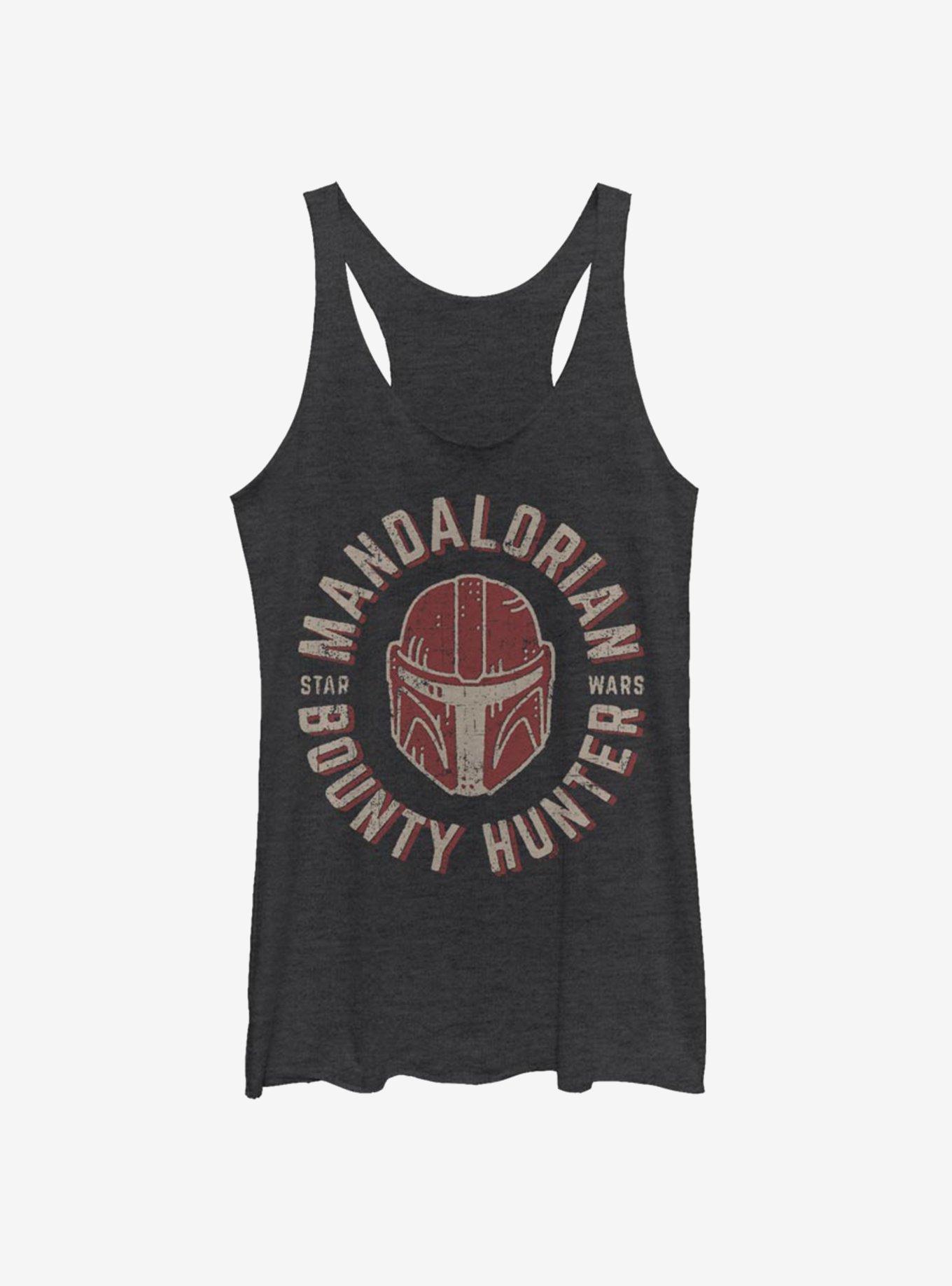 Star Wars The Mandalorian Lone Wolf Womens Tank Top, BLK HTR, hi-res view 1