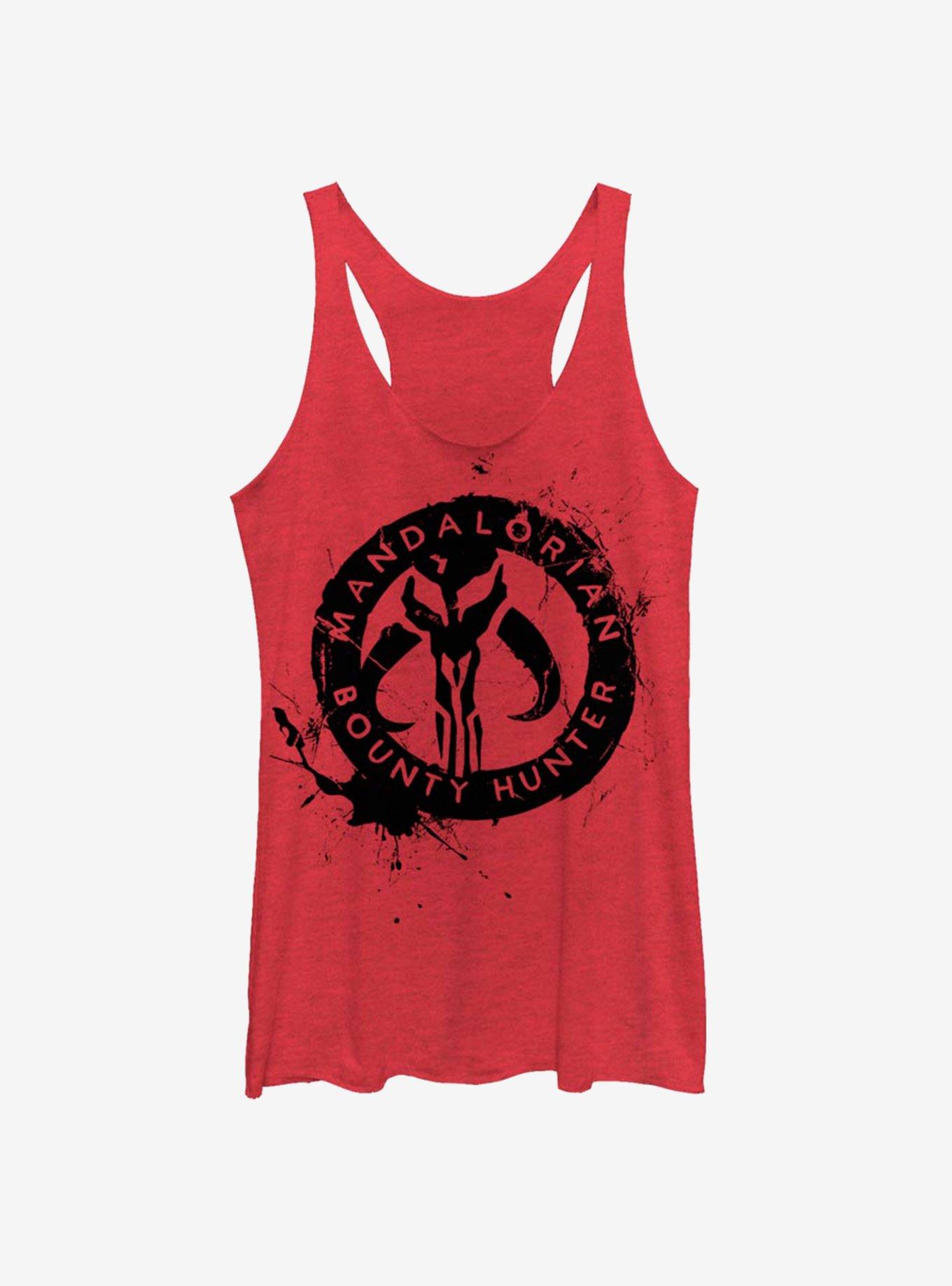 Star Wars The Mandalorian Painted Skull Womens Tank Top, RED HTR, hi-res