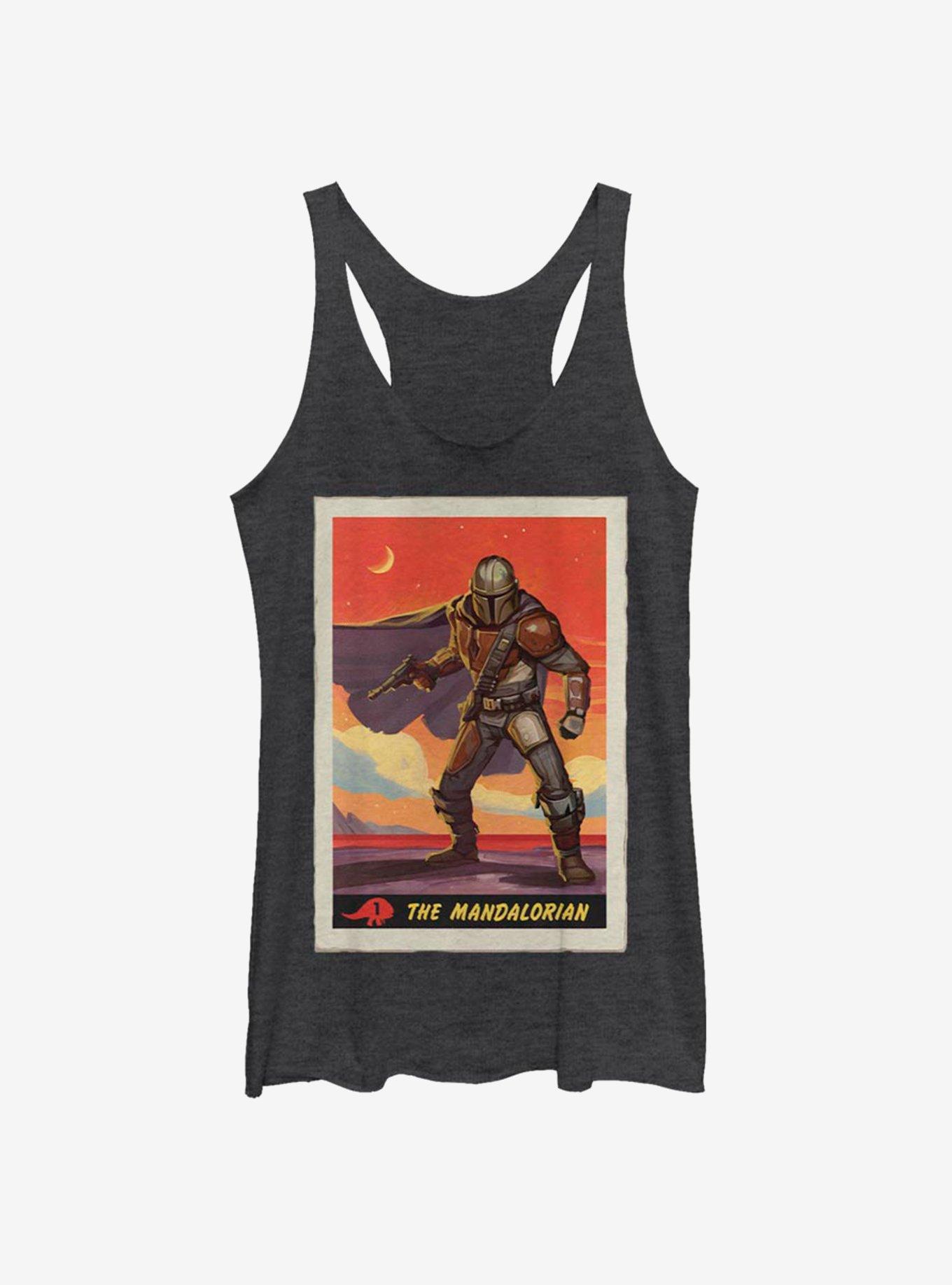 Star Wars The Mandalorian Retro Poster Womens Tank Top, BLK HTR, hi-res