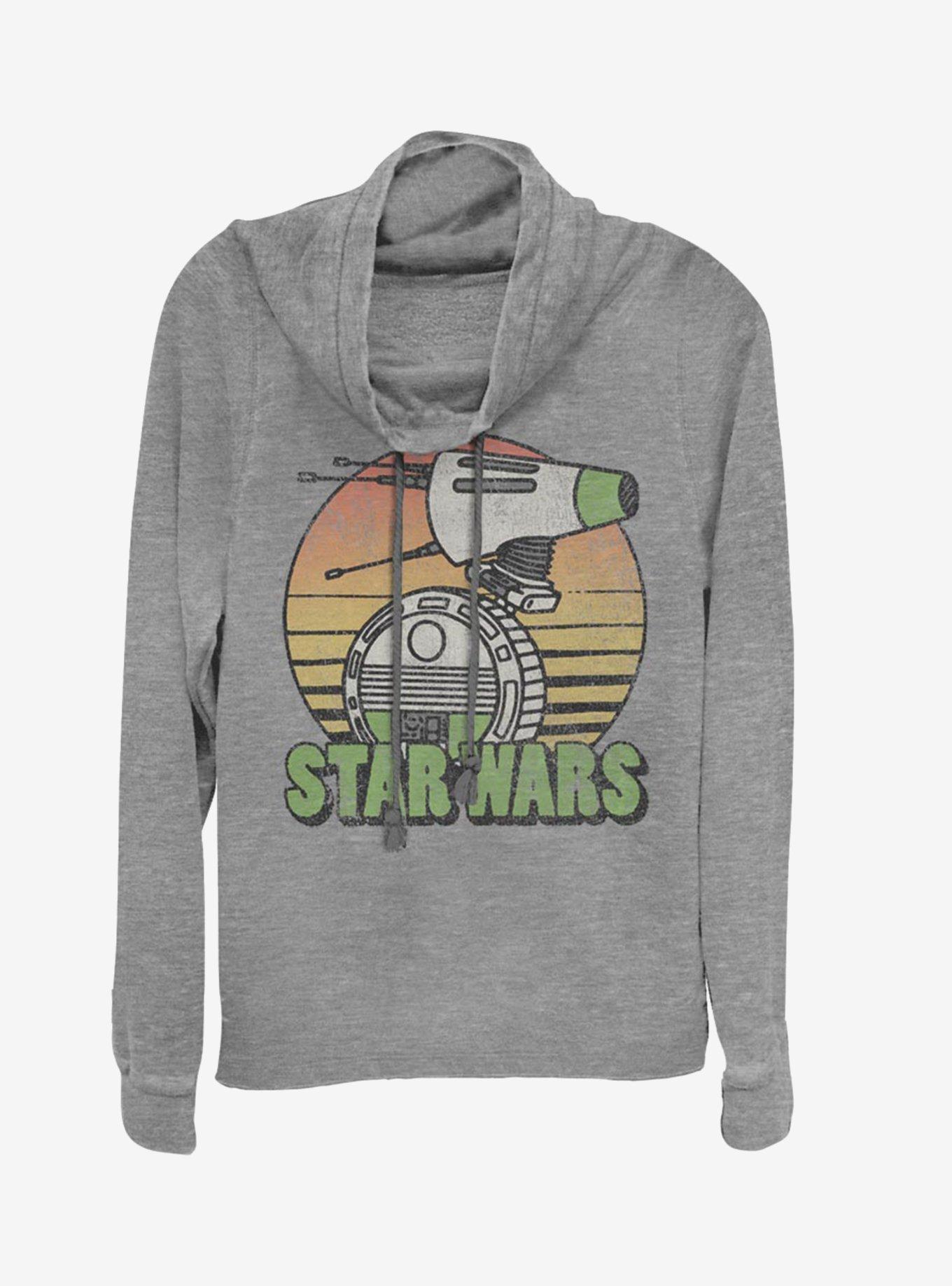 Star Wars Episode IX The Rise Of Skywalker Just D-O It Cowlneck Long-Sleeve Womens Top, GRAY HTR, hi-res