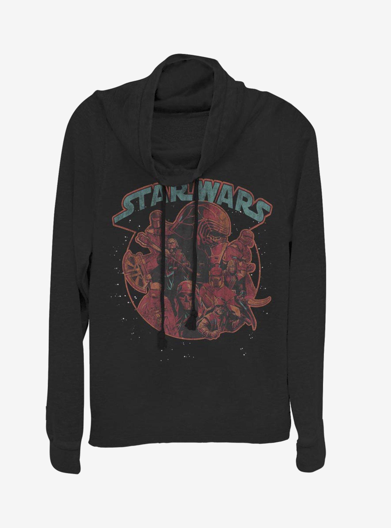 Star Wars Episode IX The Rise Of Skywalker Retro Villains Cowlneck Long-Sleeve Womens Top, BLACK, hi-res