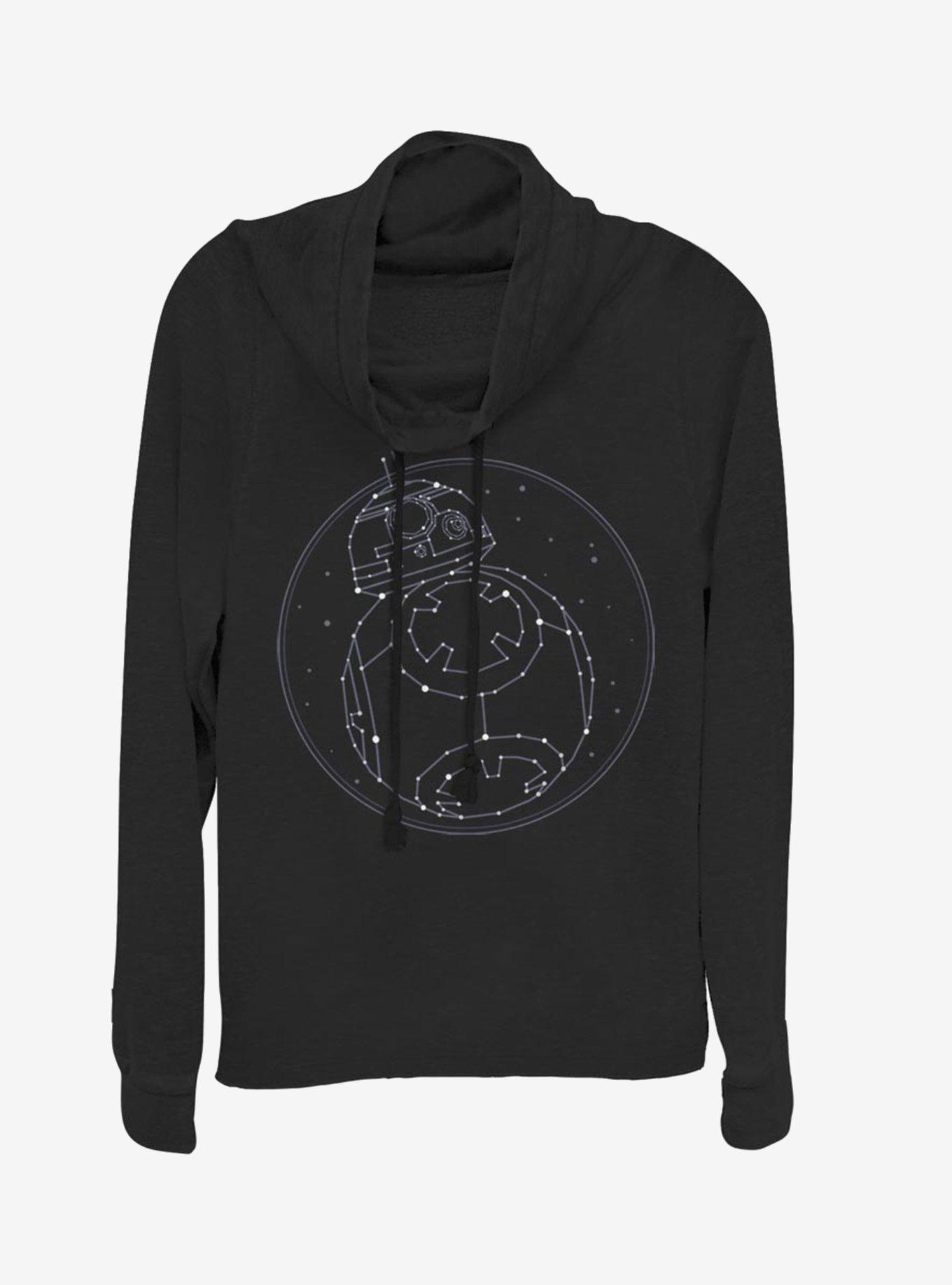 Star Wars Episode IX The Rise Of Skywalker Constellation Cowlneck Long-Sleeve Womens Top, BLACK, hi-res