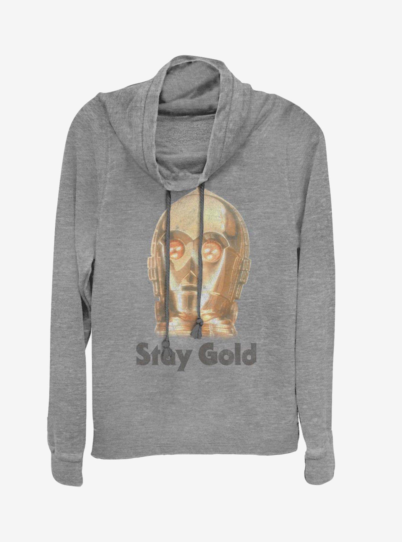 Star Wars Episode IX The Rise Of Skywalker Stay Gold Cowlneck Long-Sleeve Womens Top, , hi-res