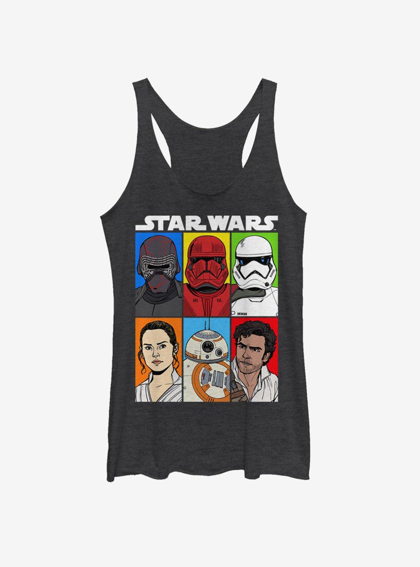 Star Wars Episode IX The Rise Of Skywalker Friends And Foes Womens Tank Top, BLK HTR, hi-res