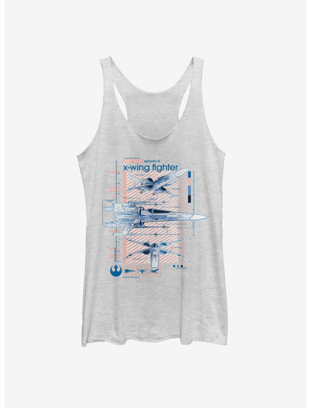 Star Wars Episode IX The Rise Of Skywalker X-Wing Fighters Ninety Womens Tank Top, WHITE HTR, hi-res