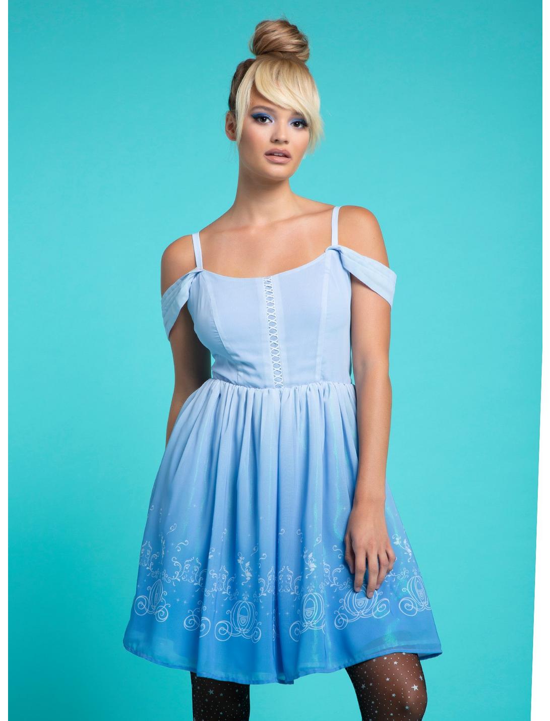 Plus Size Her Universe Disney Cinderella Princess Cold Shoulder Dress, MULTI, hi-res
