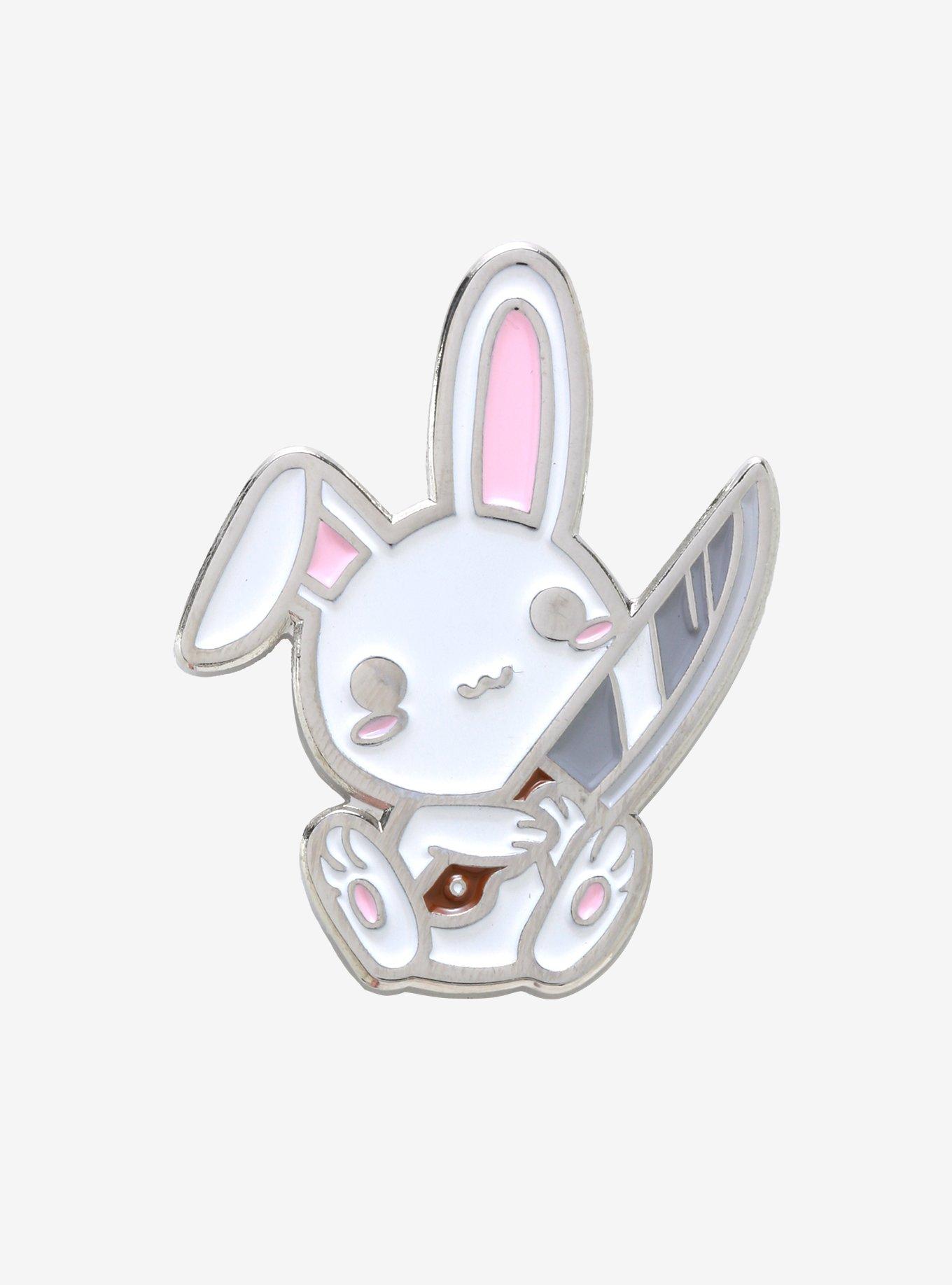 Bunny With Knife Enamel Pin, , hi-res