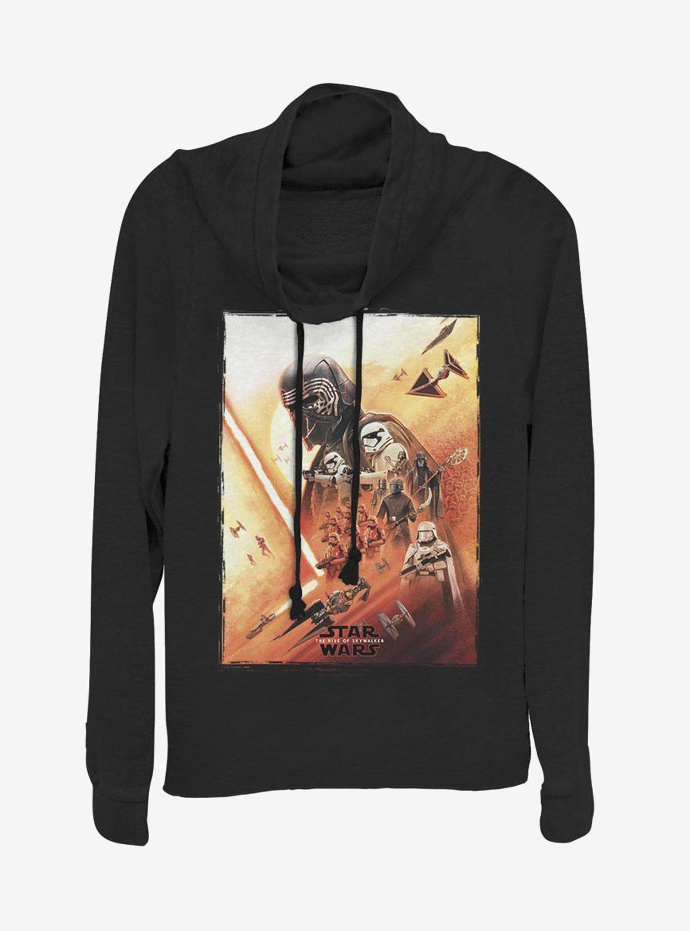 Star Wars Episode IX The Rise Of Skywalker Kylo Poster Cowlneck Long-Sleeve Womens Top, BLACK, hi-res