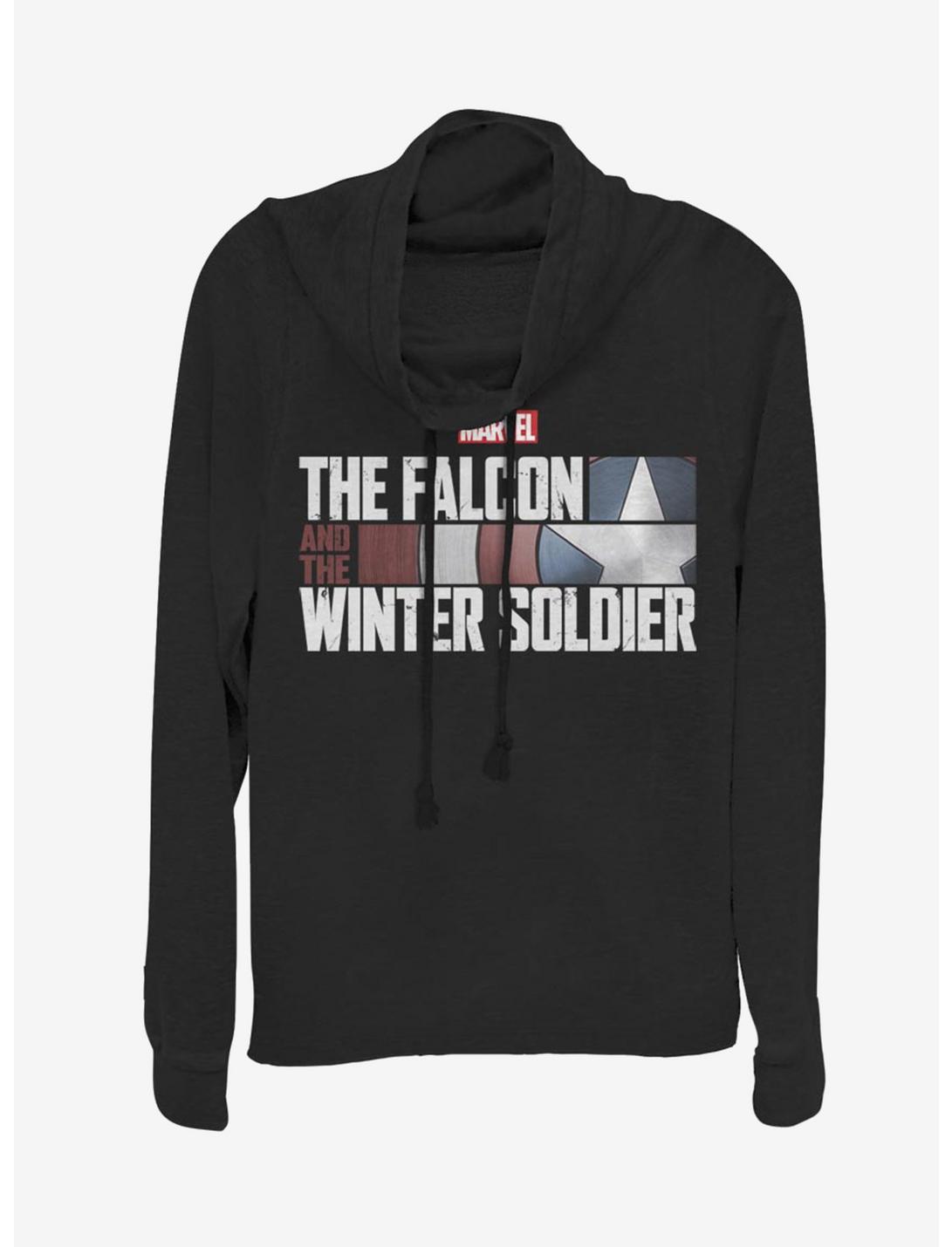 Marvel The Falcon And The Winter Soldier Cowlneck Long-Sleeve Womens Top, BLACK, hi-res
