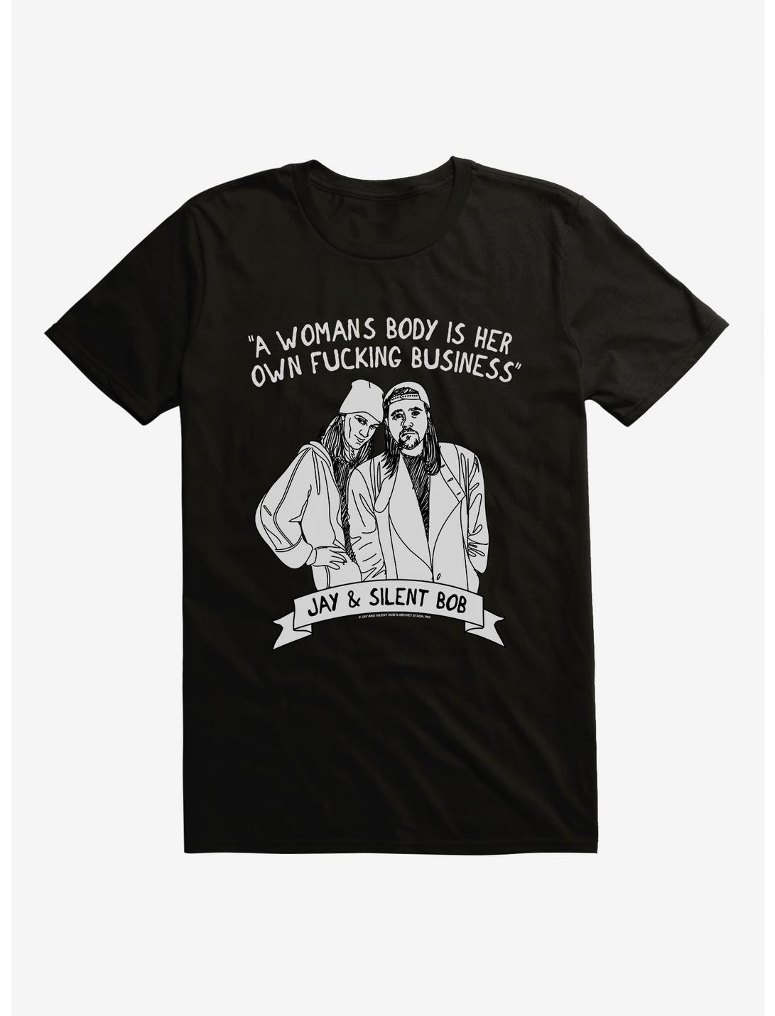 Jay And Silent Bob Reboot A Woman's Body Is Her Own Fucking Business T-Shirt, BLACK, hi-res