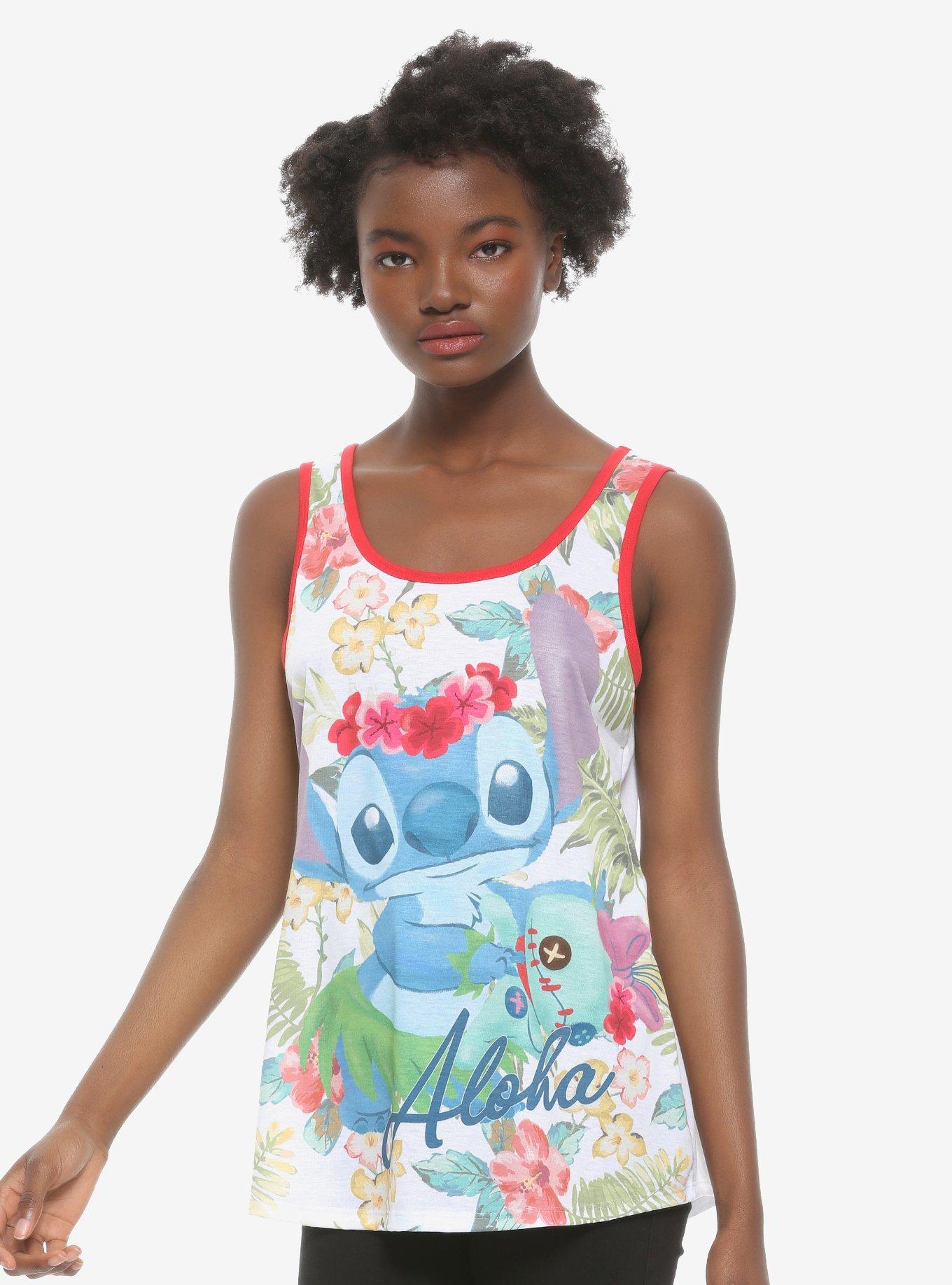 Disney Lilo & Stitch Aloha Floral Stitch Girls Tank Top, MULTI, hi-res