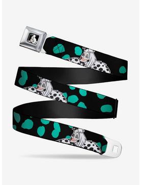 Plus Size Disney 101 Dalmatians Cruella De Vil Smiling Spotted Fur Seatbelt Belt, , hi-res