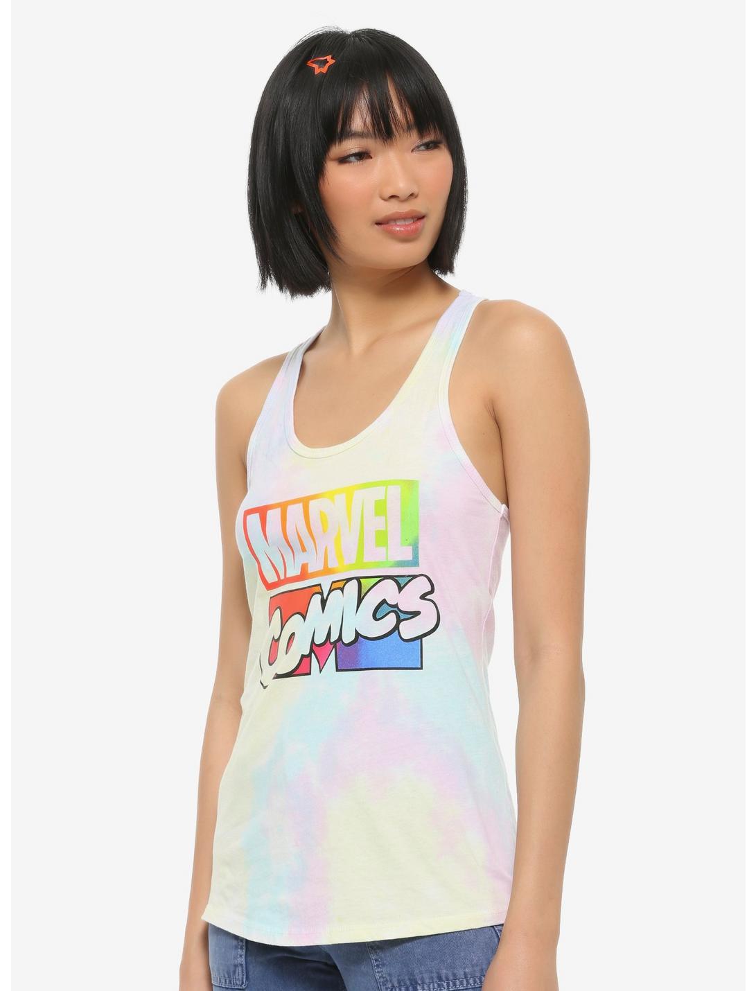 Marvel Comics Rainbow Logo Tie-Dye Girls Tank Top | Hot Topic