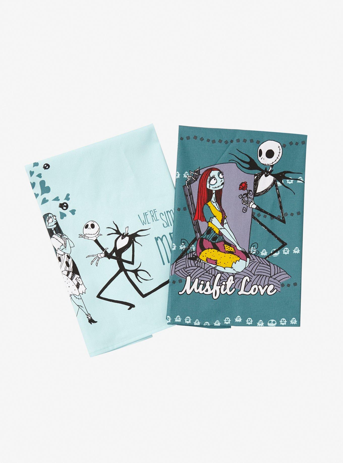 The Nightmare Before Christmas Jack & Sally Teal Kitchen Towel Set, , hi-res