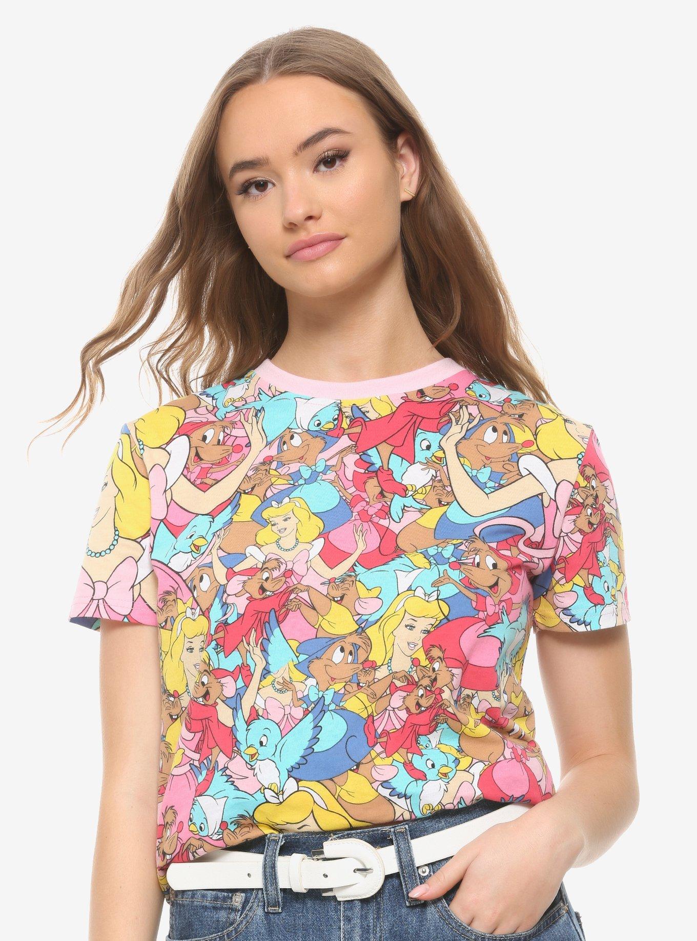 Cakeworthy Disney Cinderella Characters Allover Print Women's T-Shirt, MULTI, hi-res