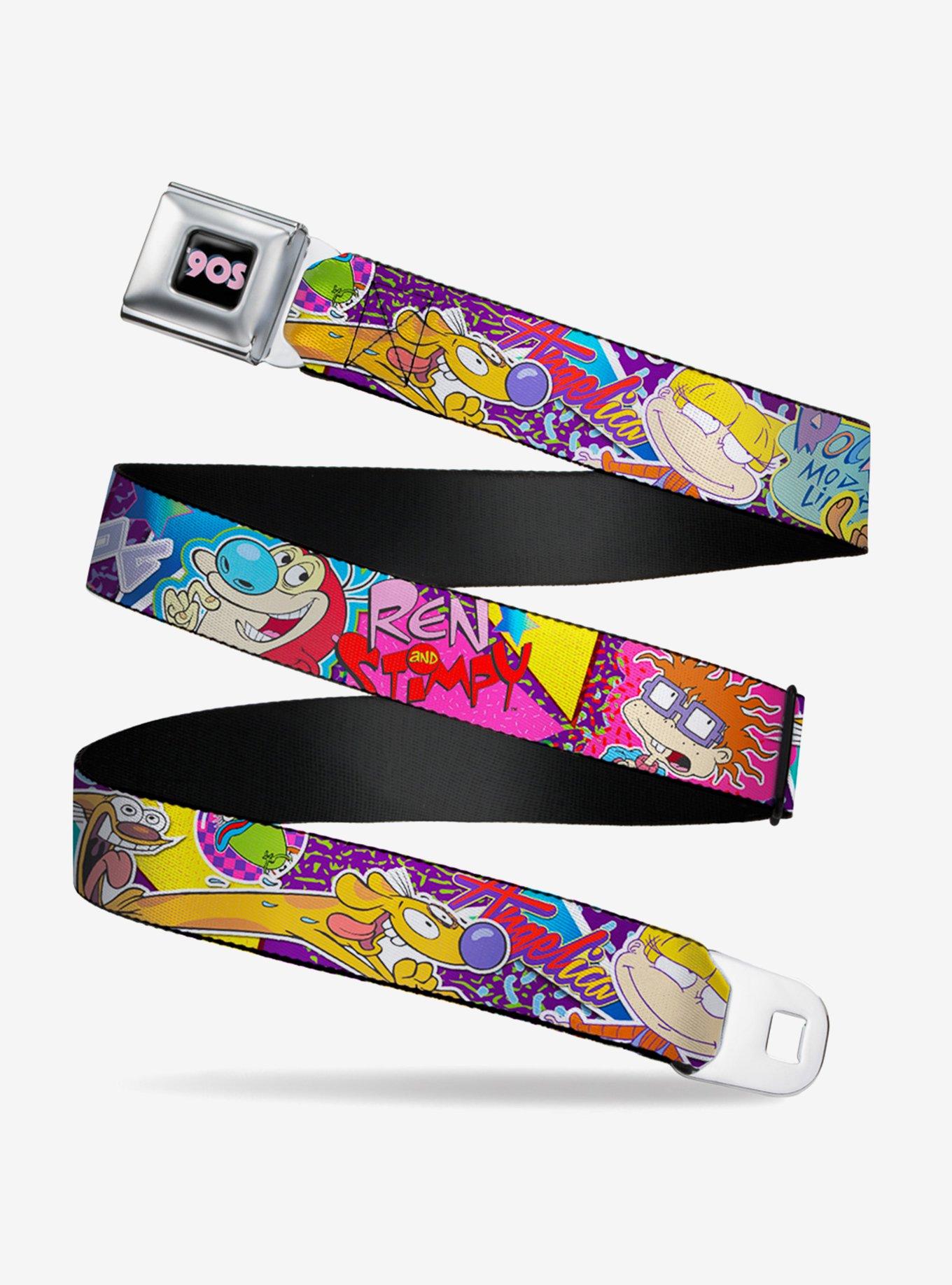 Nick 90S Rewind 7 Character 4 Logo Collage Seatbelt Belt, , hi-res