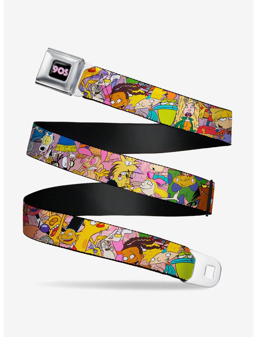 Buckle-Down Nickelodeon 90s Rewind Character Mash Up Collage Seatbelt Belt, , hi-res