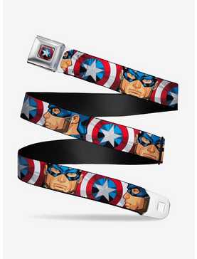 Marvel Captain America Multi Face And Shield Close Up Seatbelt Belt, , hi-res