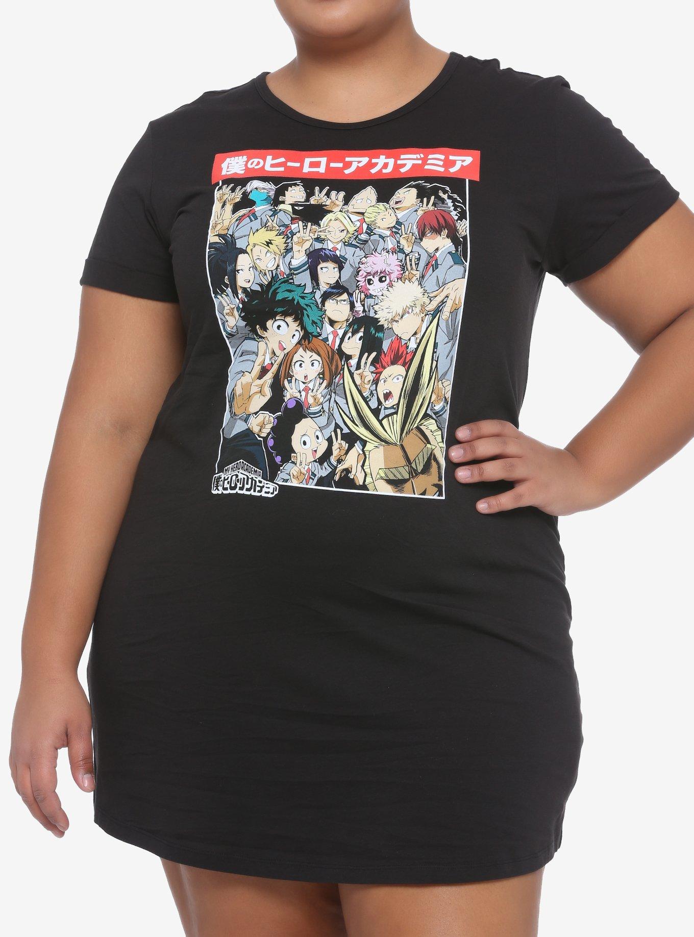 My Hero Academia Class Photo T-Shirt Dress Plus Size, BLACK, hi-res