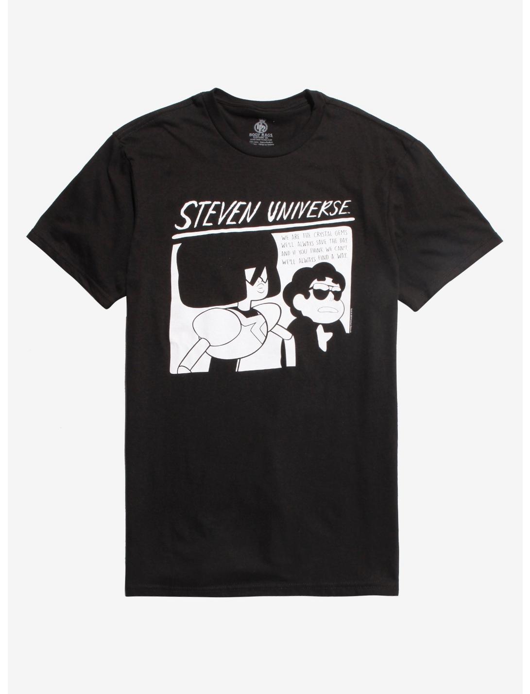 Steven Universe White Print T-Shirt, BLACK, hi-res