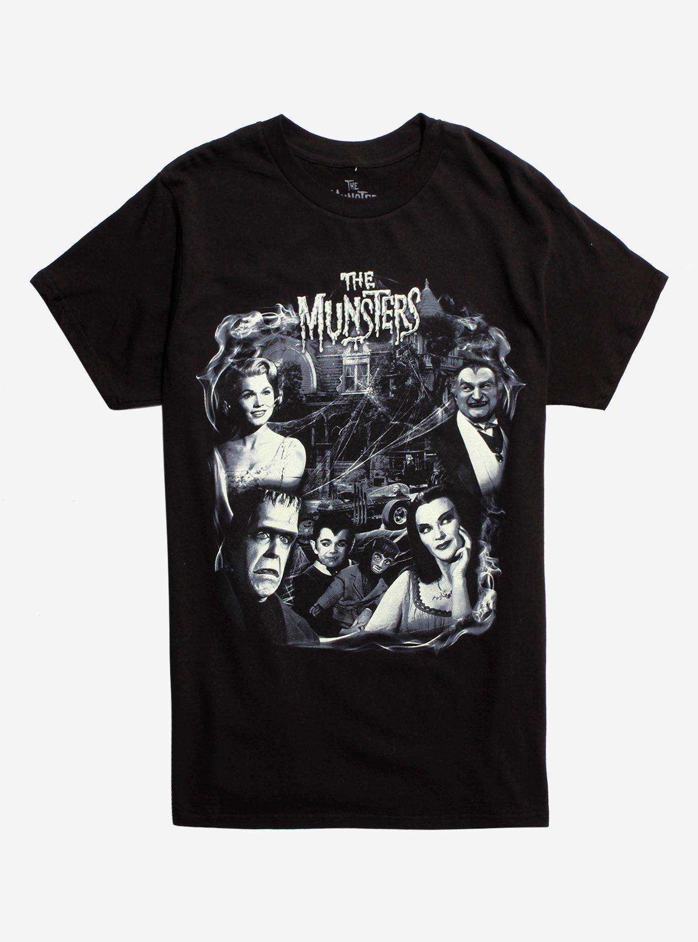 The Munsters Black & white Group Poster T-Shirt, BLACK, hi-res