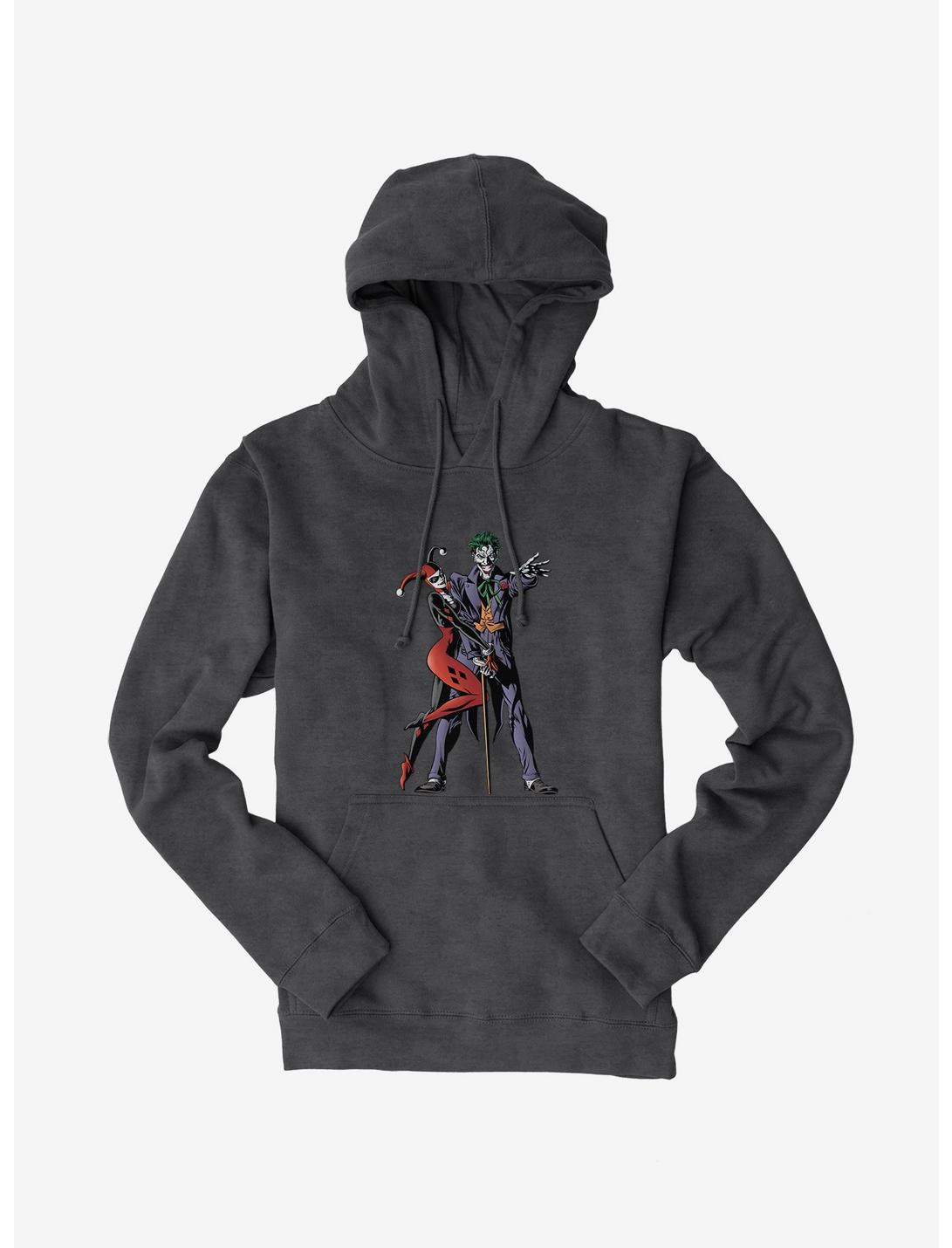 DC Comics Batman The Joker And Harley Quinn Together Forever Hoodie, CHARCOAL HEATHER, hi-res
