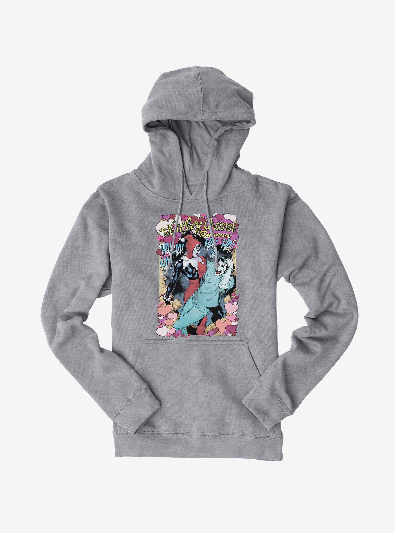 DC Comics Batman The Joker And Harley Quinn Romance Hoodie, HEATHER GREY, hi-res