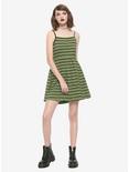 Green & Black Striped Skater Dress, STRIPES, hi-res