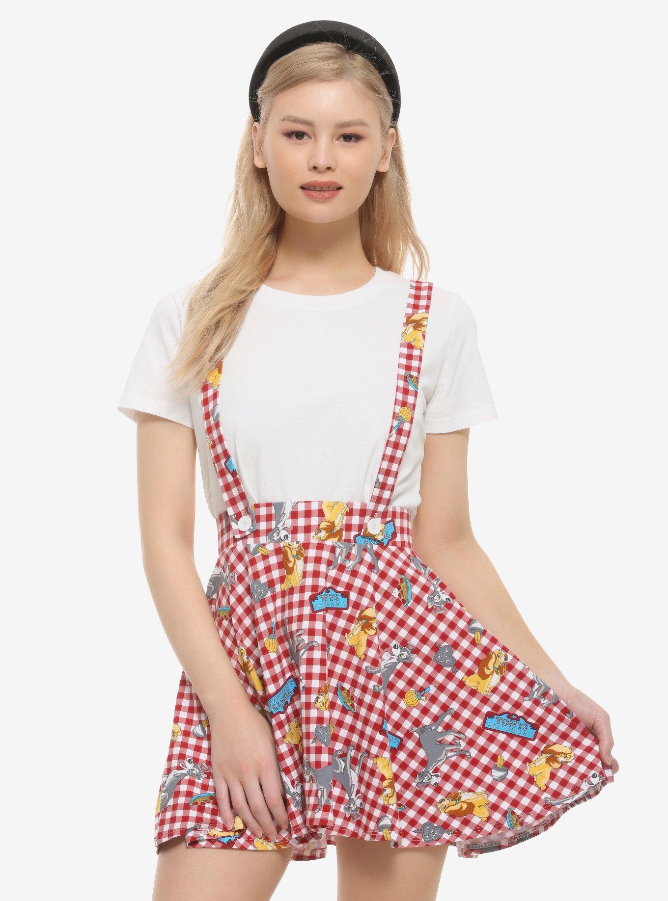 Disney Lady And The Tramp Tony's Restaurant Suspender Skirt, PLAID, hi-res