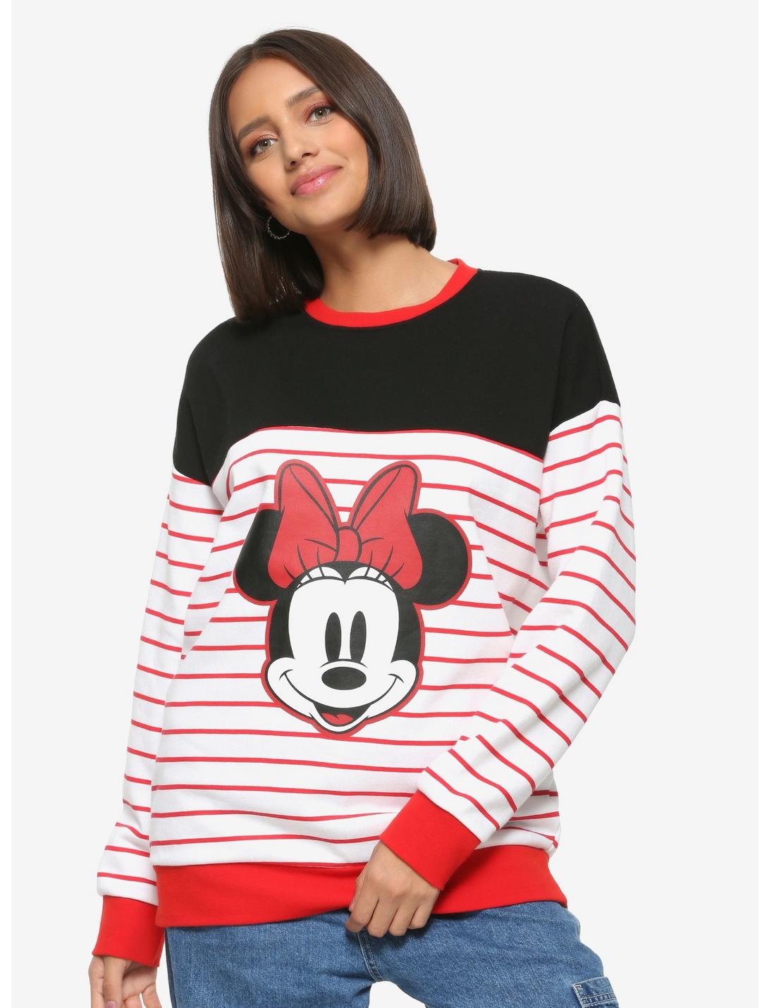 Our Universe Disney Minnie Mouse Striped Sweatshirt Her Universe Exclusive, MULTI, hi-res
