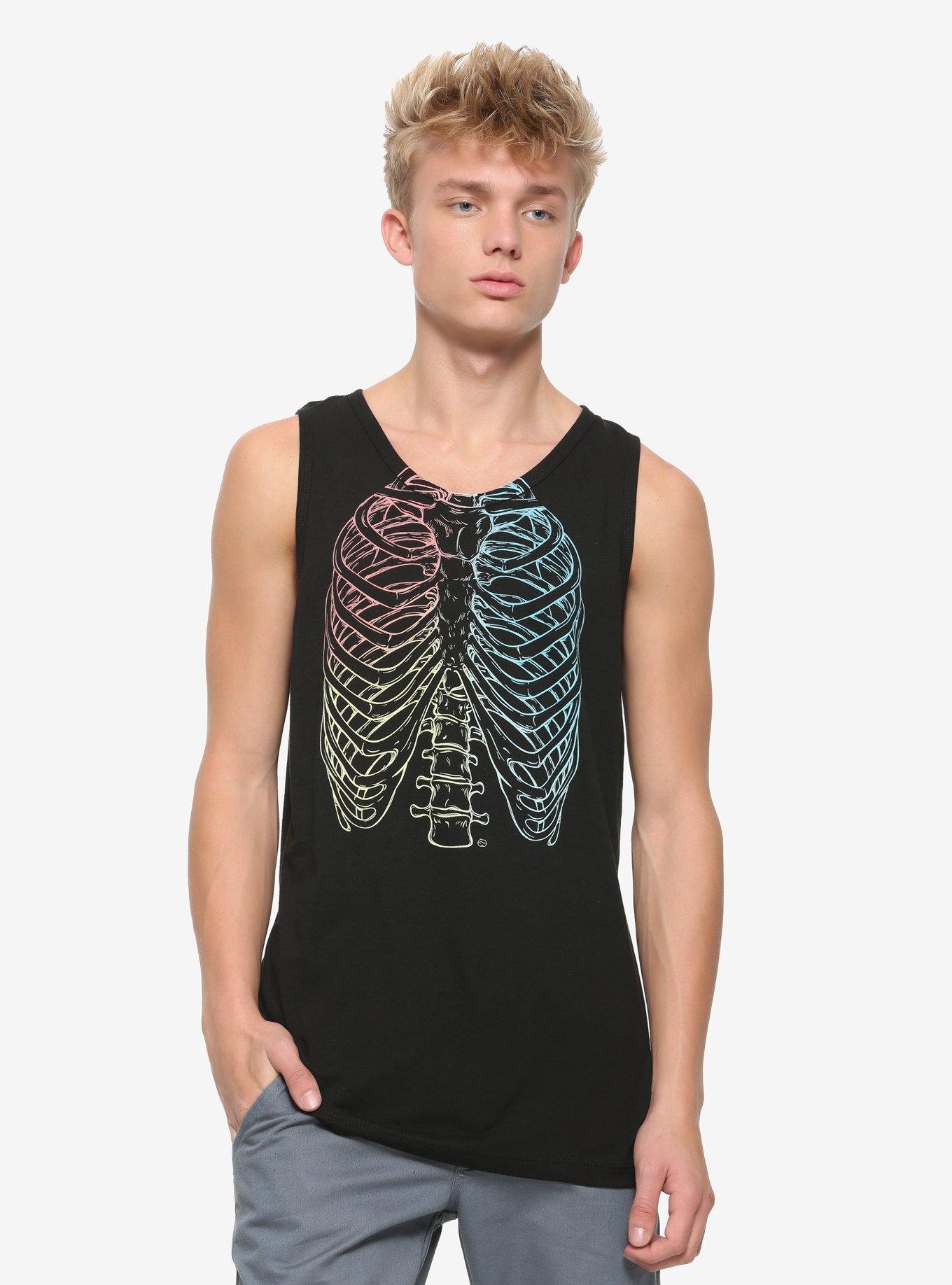 Rainbow Rib Cage Tank Top, BLACK, hi-res