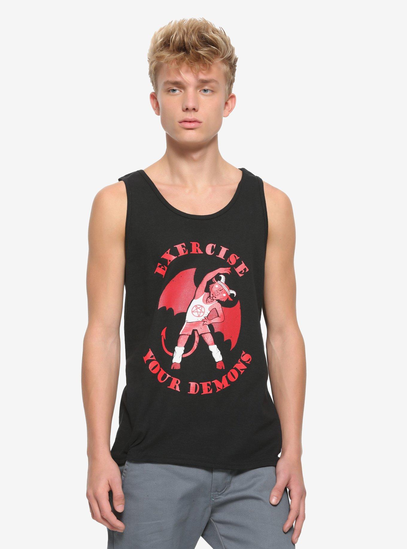 Exercise Your Demons Tank Top By Micheal Buxton, BLACK, hi-res